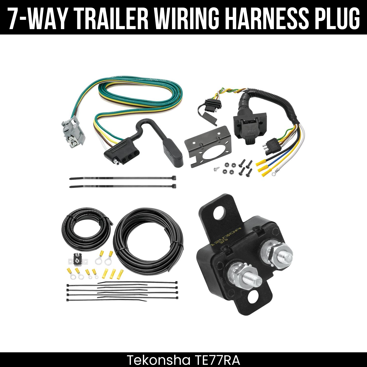 Trailer Wiring 7-Way Plug w/ Bracket