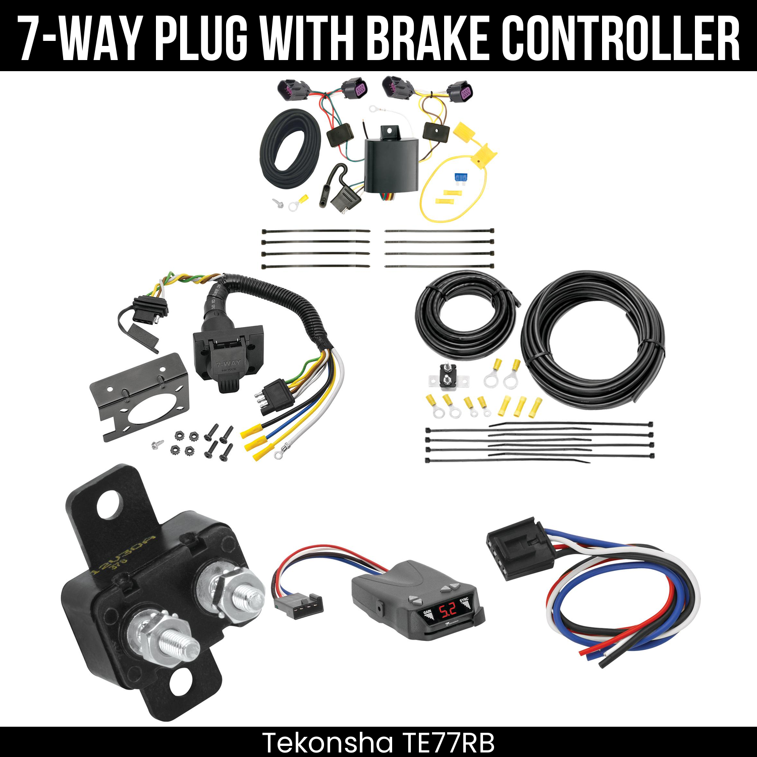 Trailer Wiring 7-Way Plug w/ Bracket , Tekonsha Brakeman IV Brake Control
