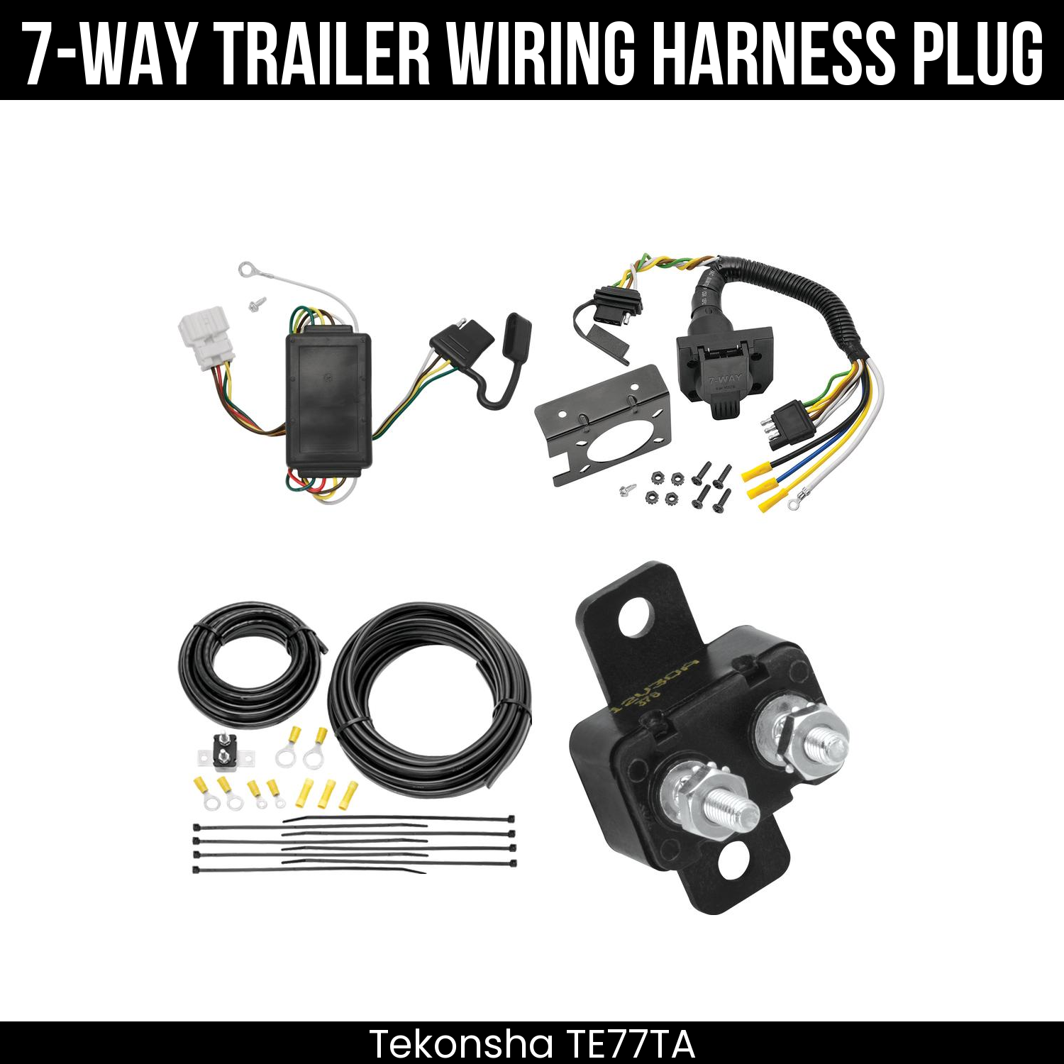 Trailer Wiring 7-Way Plug w/ Bracket