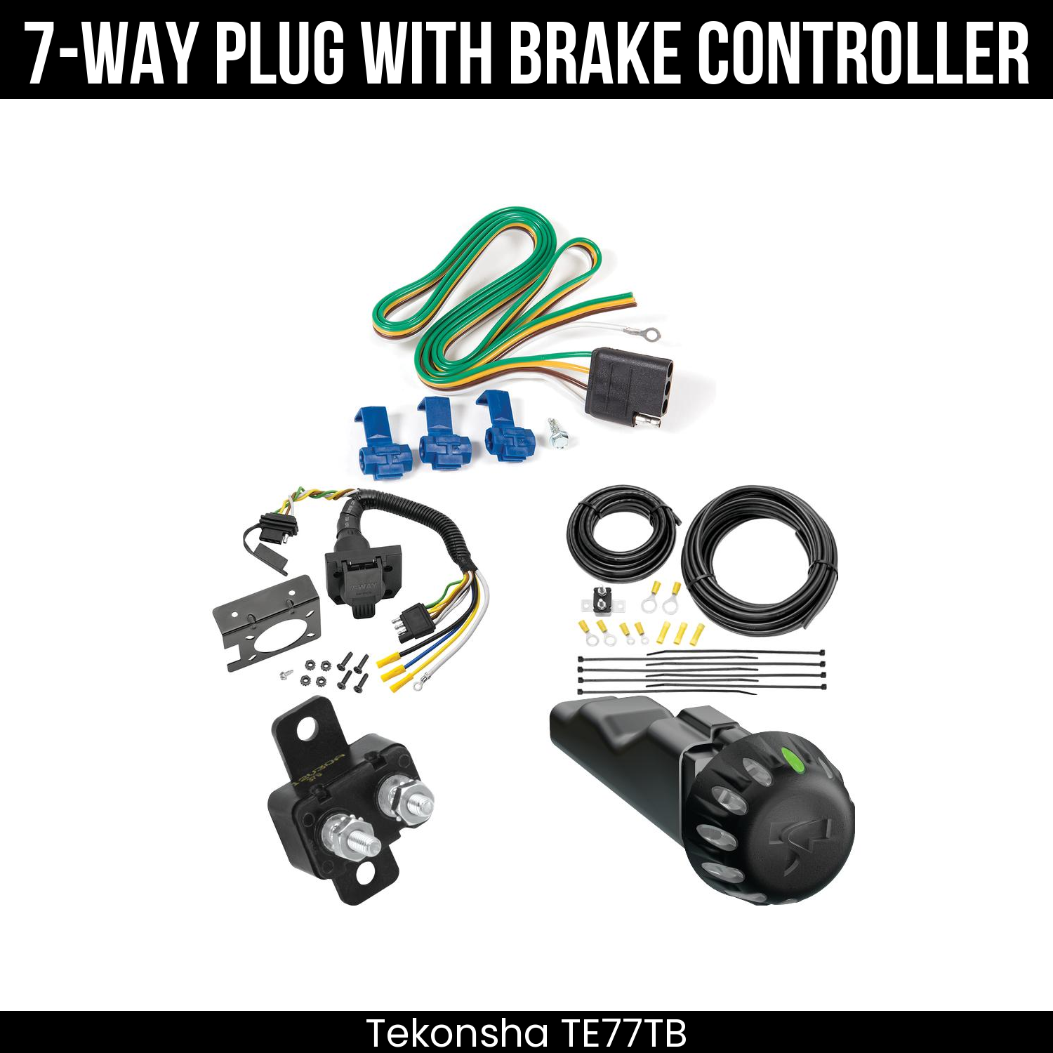Trailer Wiring 7-Way Plug w/ Bracket , Tekonsha Voyager iD Smart Brake Control