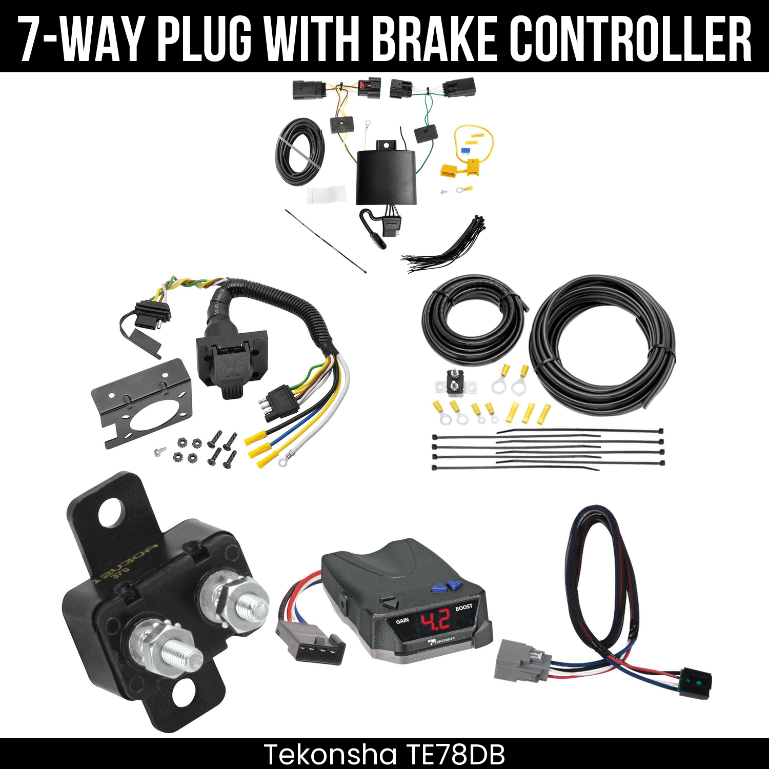 Trailer Wiring 7-Way Plug w/ Bracket , Tekonsha Brake EVN Control