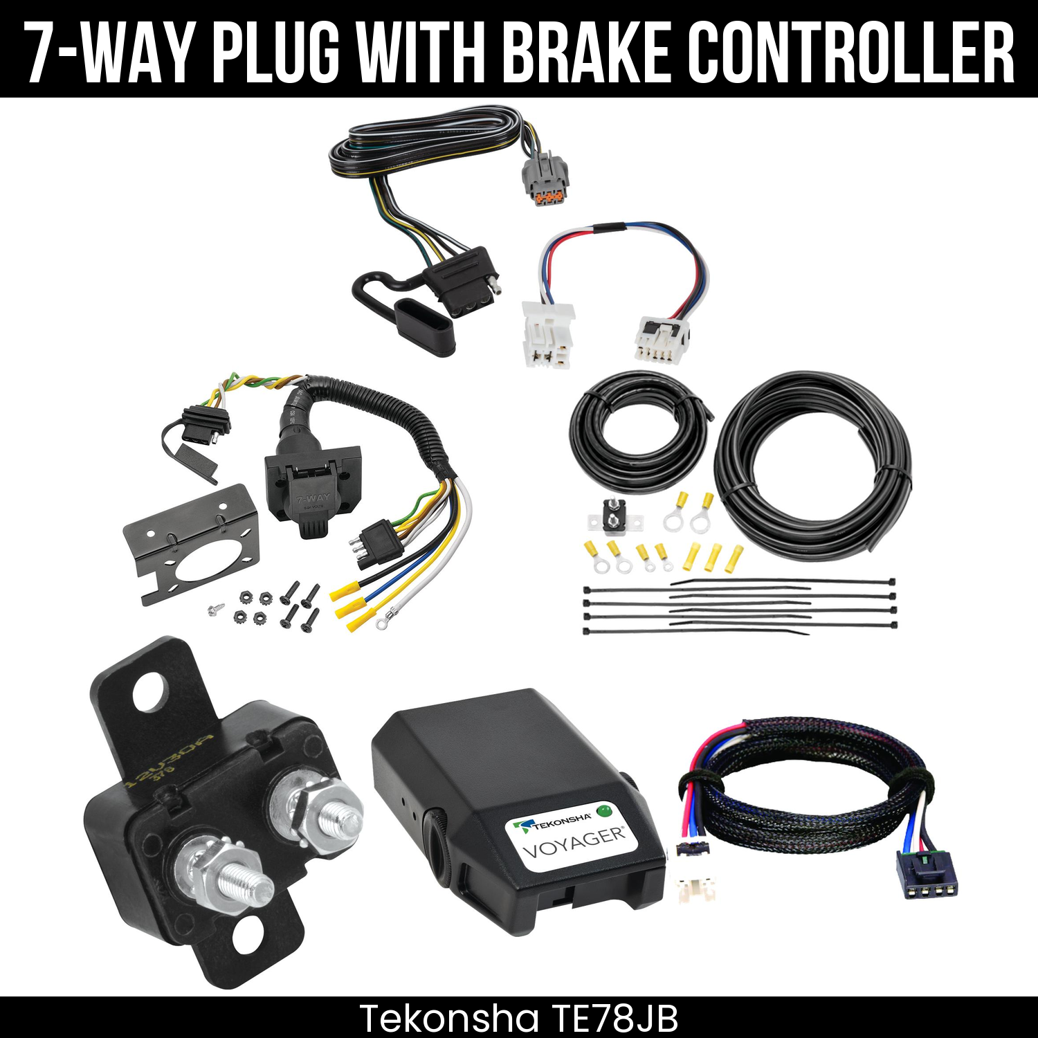 Trailer Wiring 7-Way Plug w/ Bracket , Tekonsha Voyager Brake Control