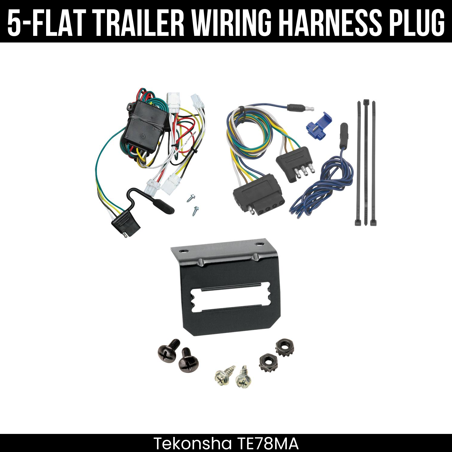 Trailer Wiring 5-Flat Plug w/ Bracket