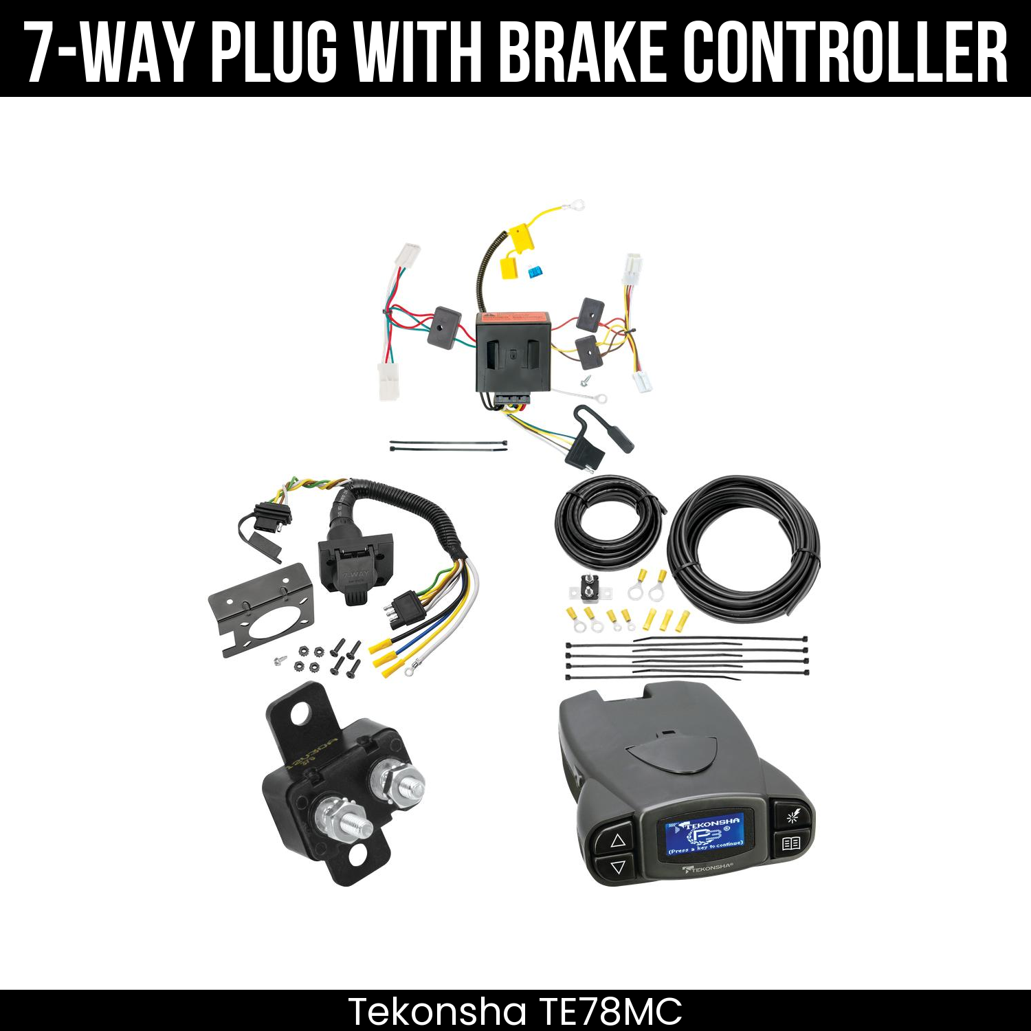 Trailer Wiring 7-Way Plug w/ Bracket , Tekonsha Prodigy P3 Brake Control