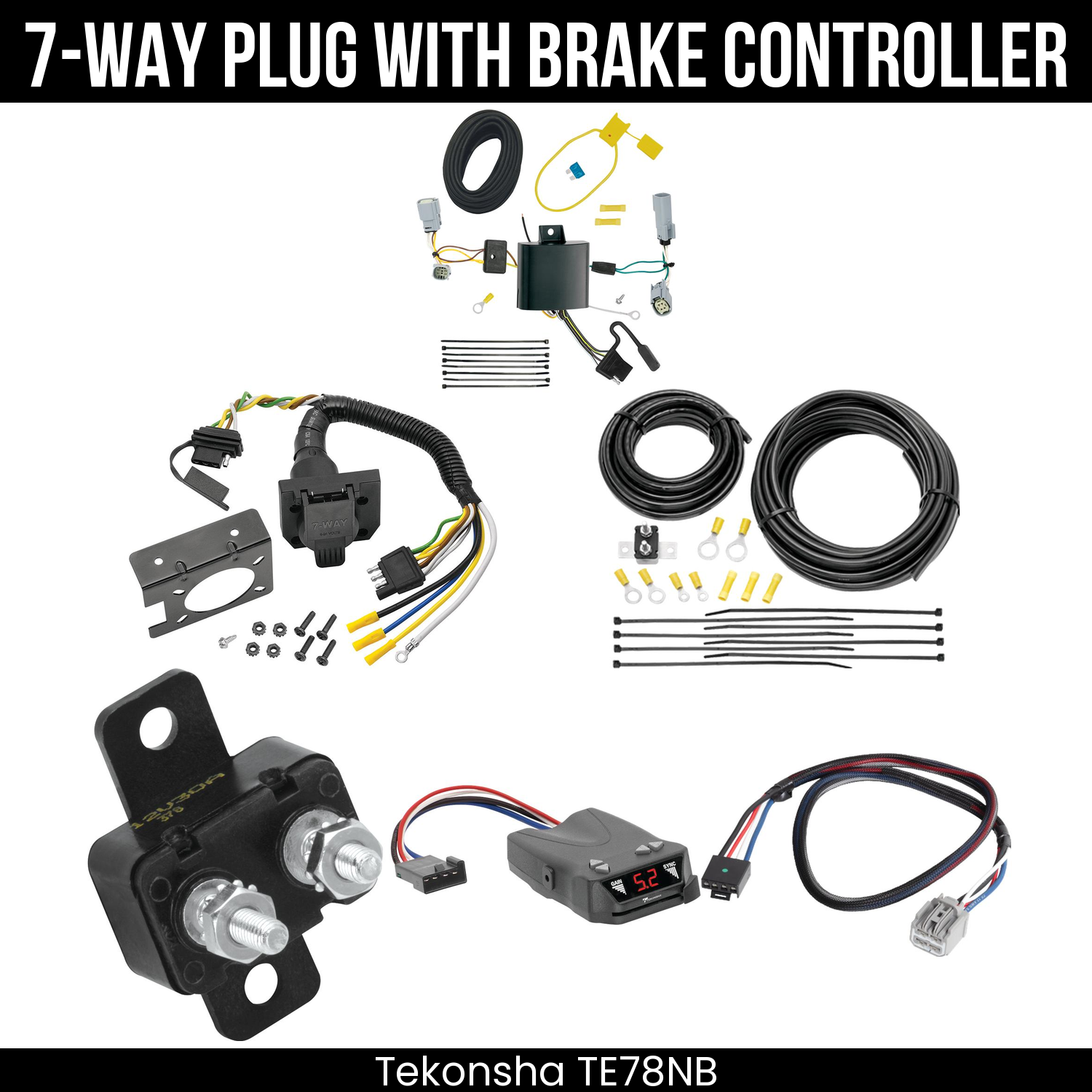 Trailer Wiring 7-Way Plug w/ Bracket , Tekonsha Brakeman IV Brake Control