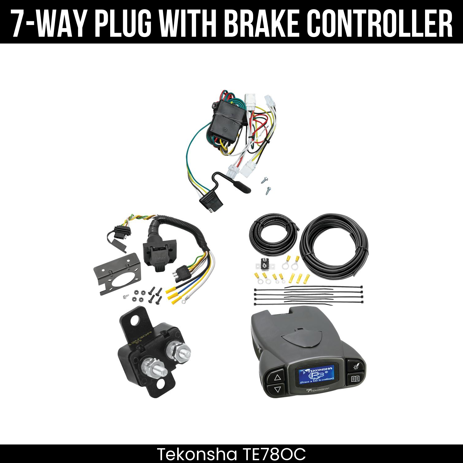 Trailer Wiring 7-Way Plug w/ Bracket , Tekonsha Prodigy P3 Brake Control