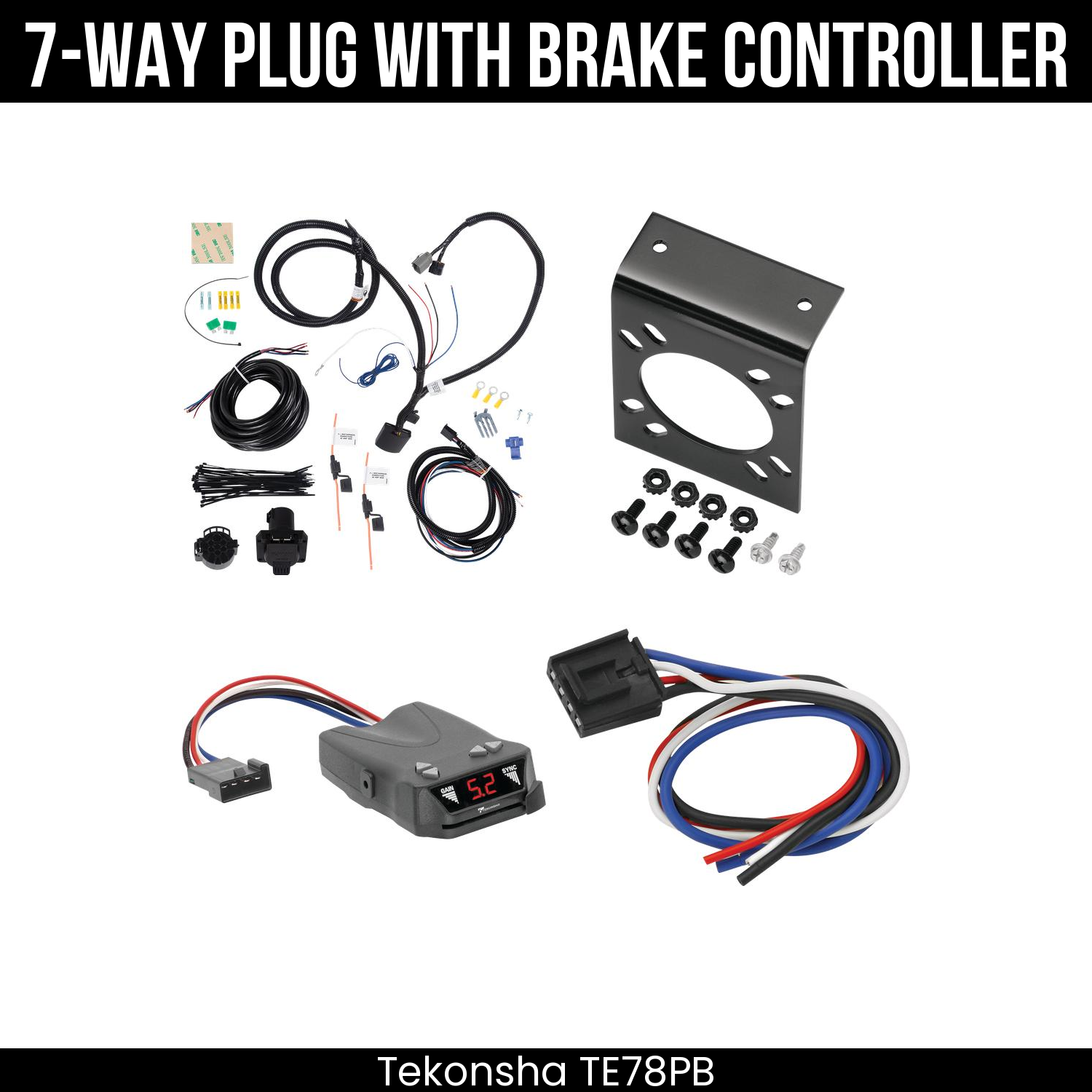 Trailer Wiring 7-Way Plug w/ Bracket , Tekonsha Brakeman IV Brake Control