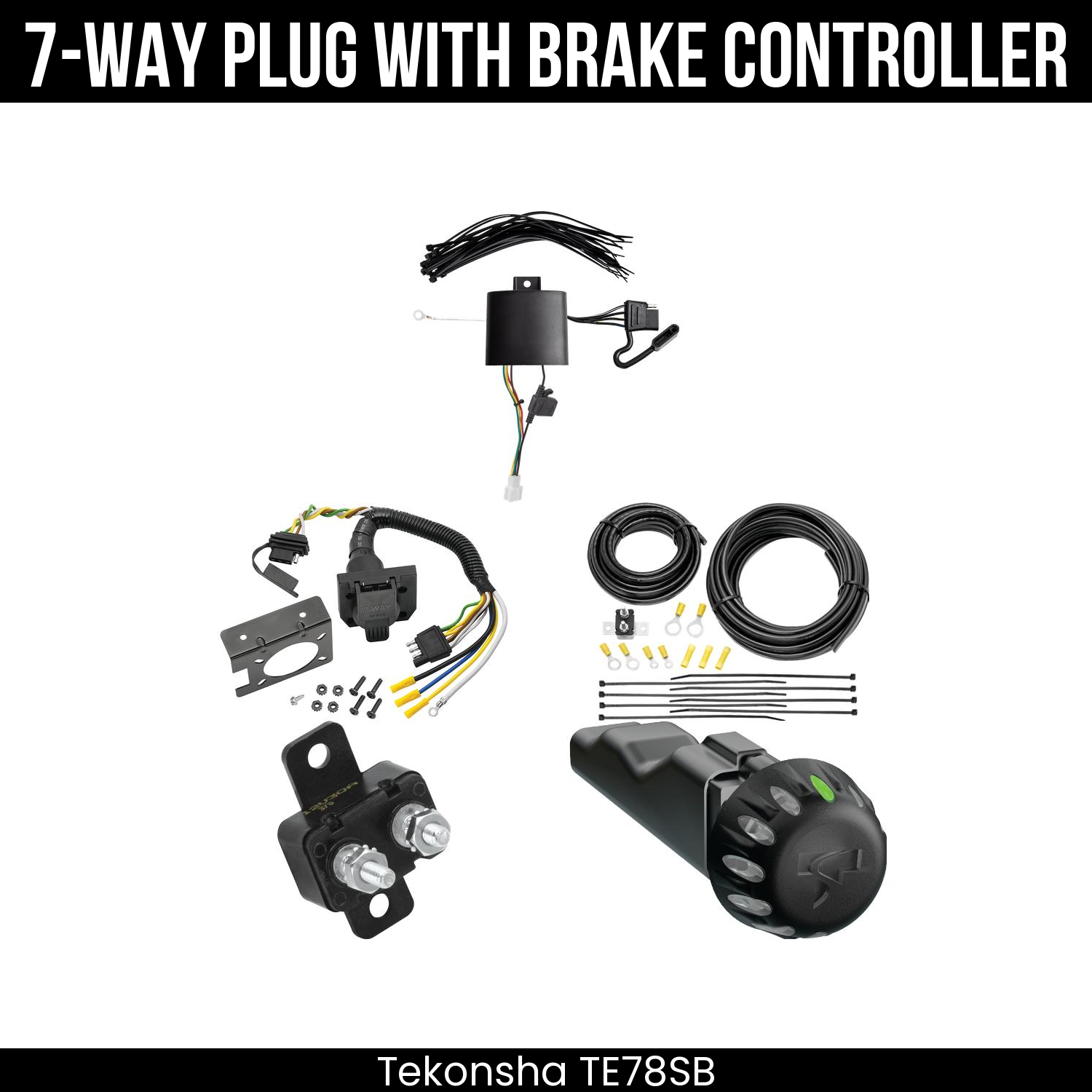 Trailer Wiring 7-Way Plug w/ Bracket , Tekonsha Voyager iD Smart Brake Control