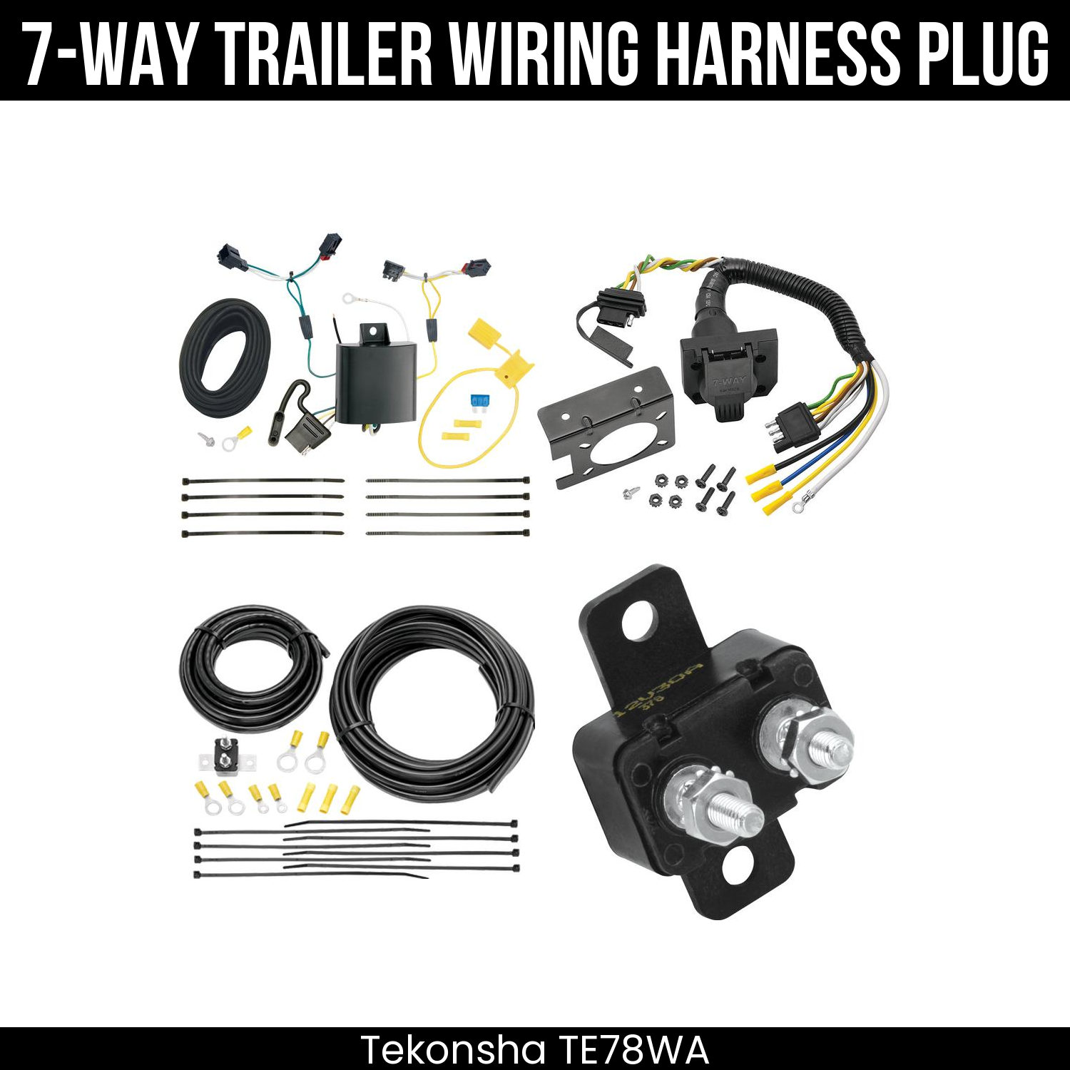 Trailer Wiring 7-Way Plug w/ Bracket
