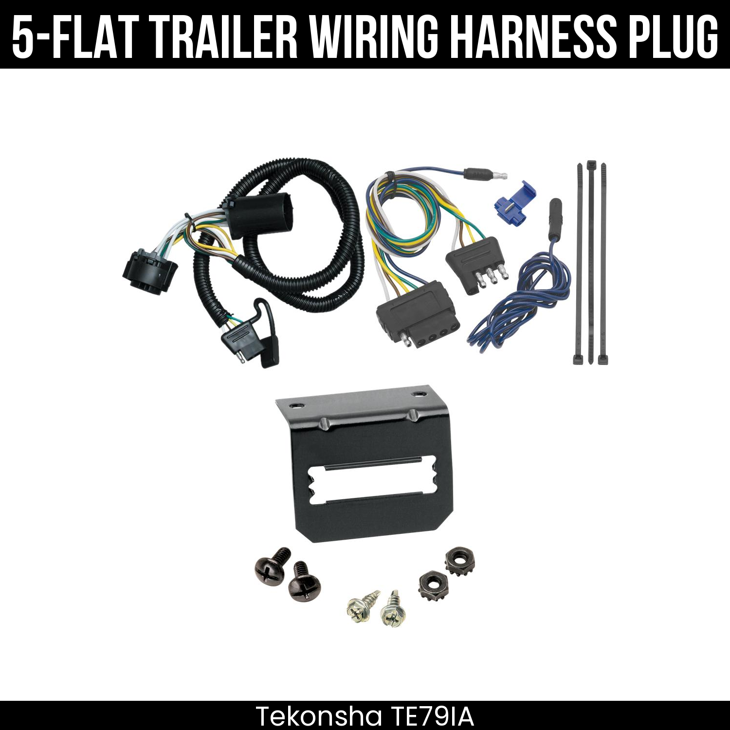 Trailer Wiring 5-Flat Plug w/ Bracket