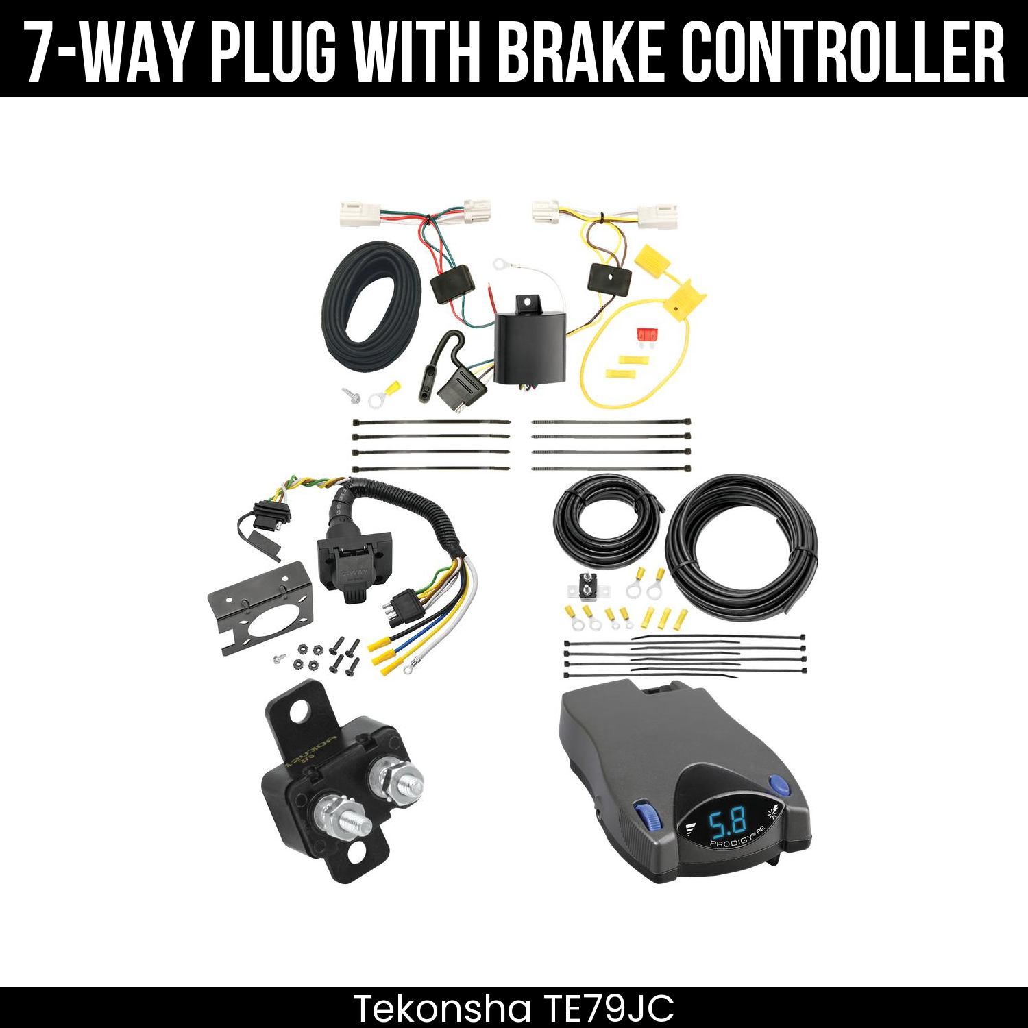 Trailer Wiring 7-Way Plug w/ Bracket , Tekonsha Prodigy P2 Brake Control