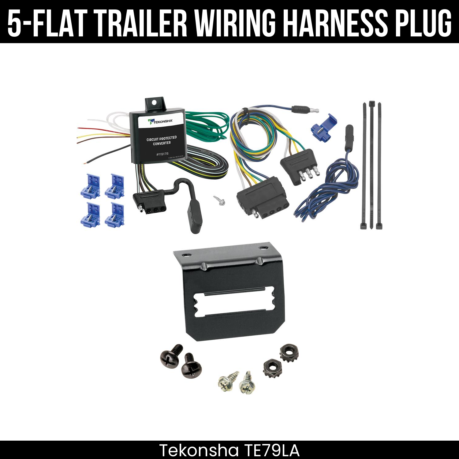 Trailer Wiring 5-Flat Plug w/ Bracket