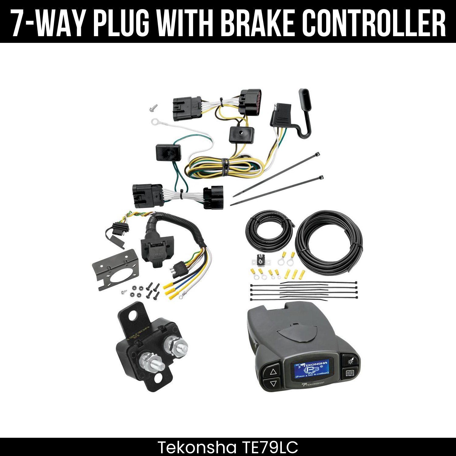 Trailer Wiring 7-Way Plug w/ Bracket , Tekonsha Prodigy P3 Brake Control