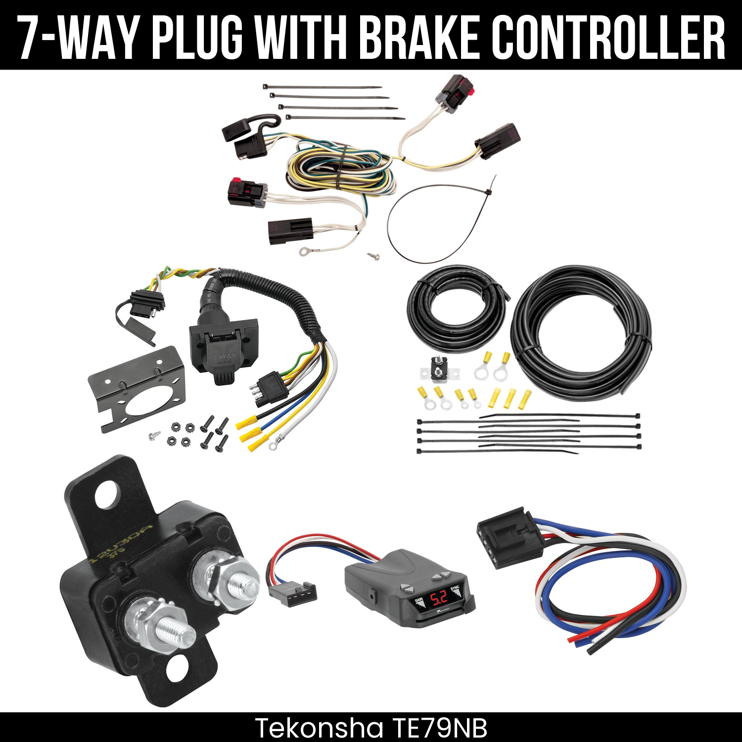 Trailer Wiring 7-Way Plug w/ Bracket , Tekonsha Brakeman IV Brake Control