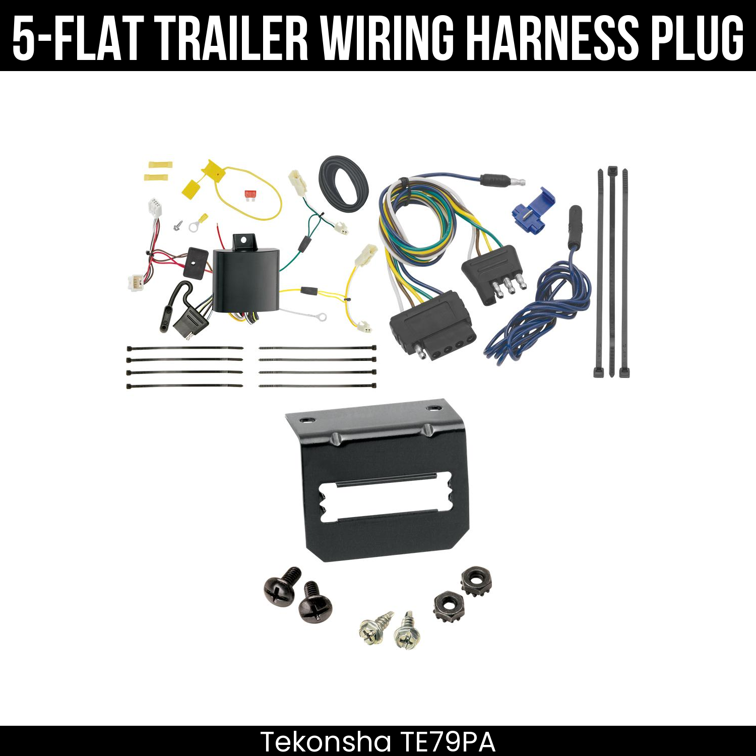 Trailer Wiring 5-Flat Plug w/ Bracket