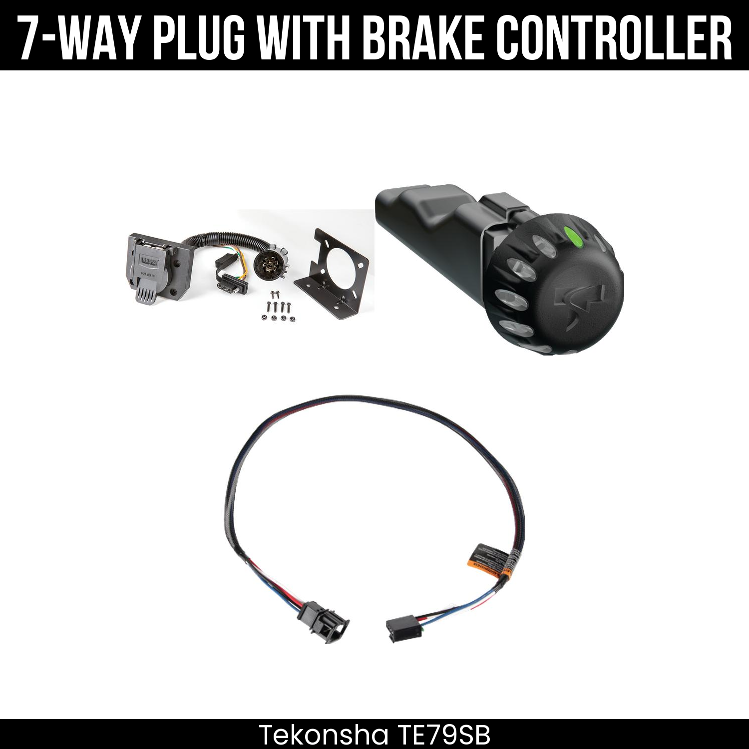 Trailer Wiring 7-Way Plug w/ Bracket , Tekonsha Voyager iD Smart Brake Control