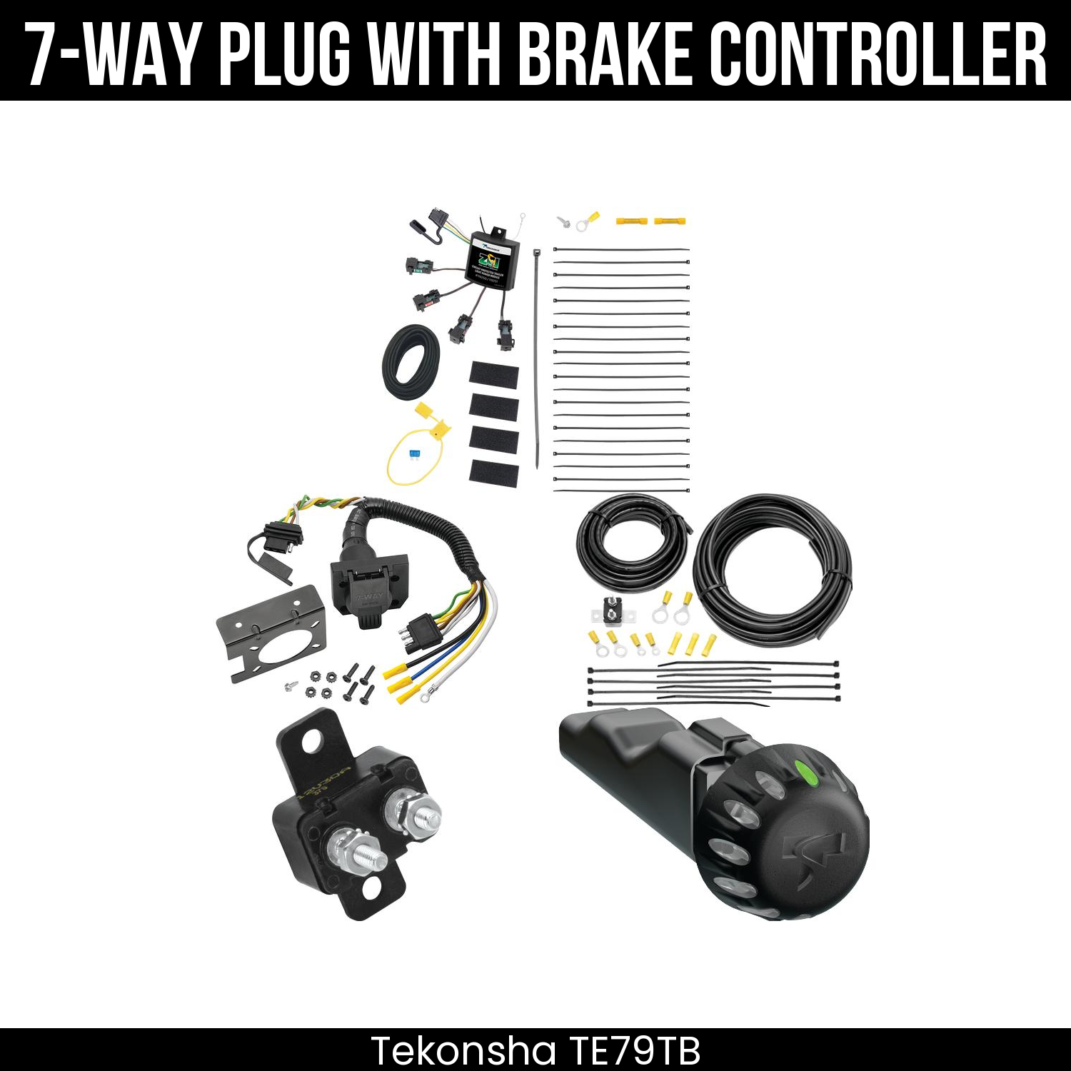 Trailer Wiring 7-Way Plug w/ Bracket , Tekonsha Voyager iD Smart Brake Control