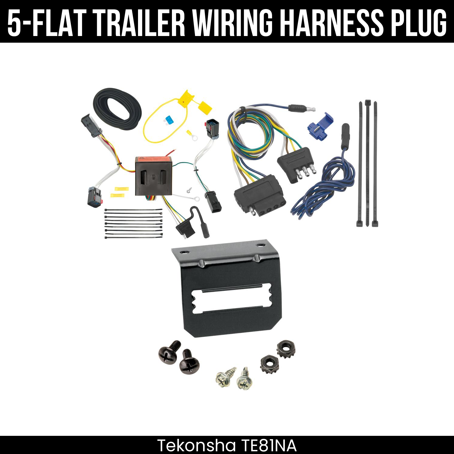 Trailer Wiring 5-Flat Plug w/ Bracket