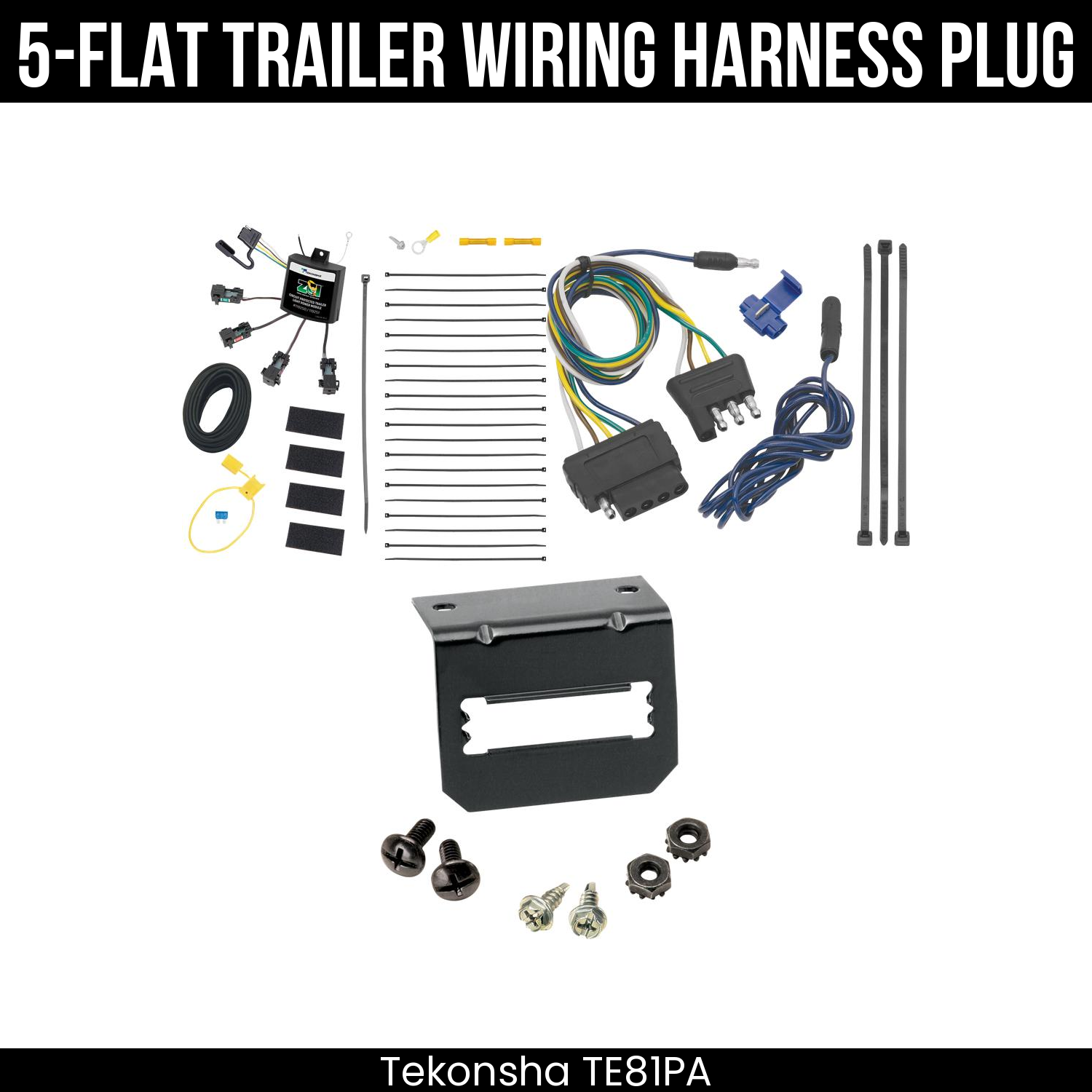 Trailer Wiring 5-Flat Plug w/ Bracket