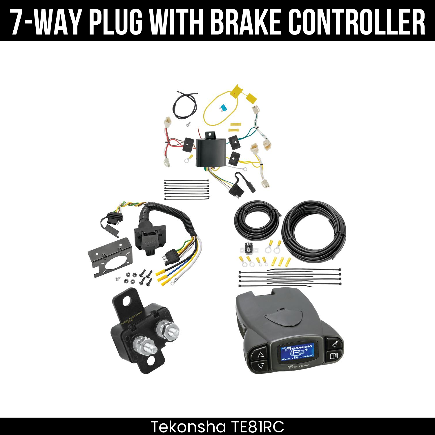Trailer Wiring 7-Way Plug w/ Bracket , Tekonsha Prodigy P3 Brake Control