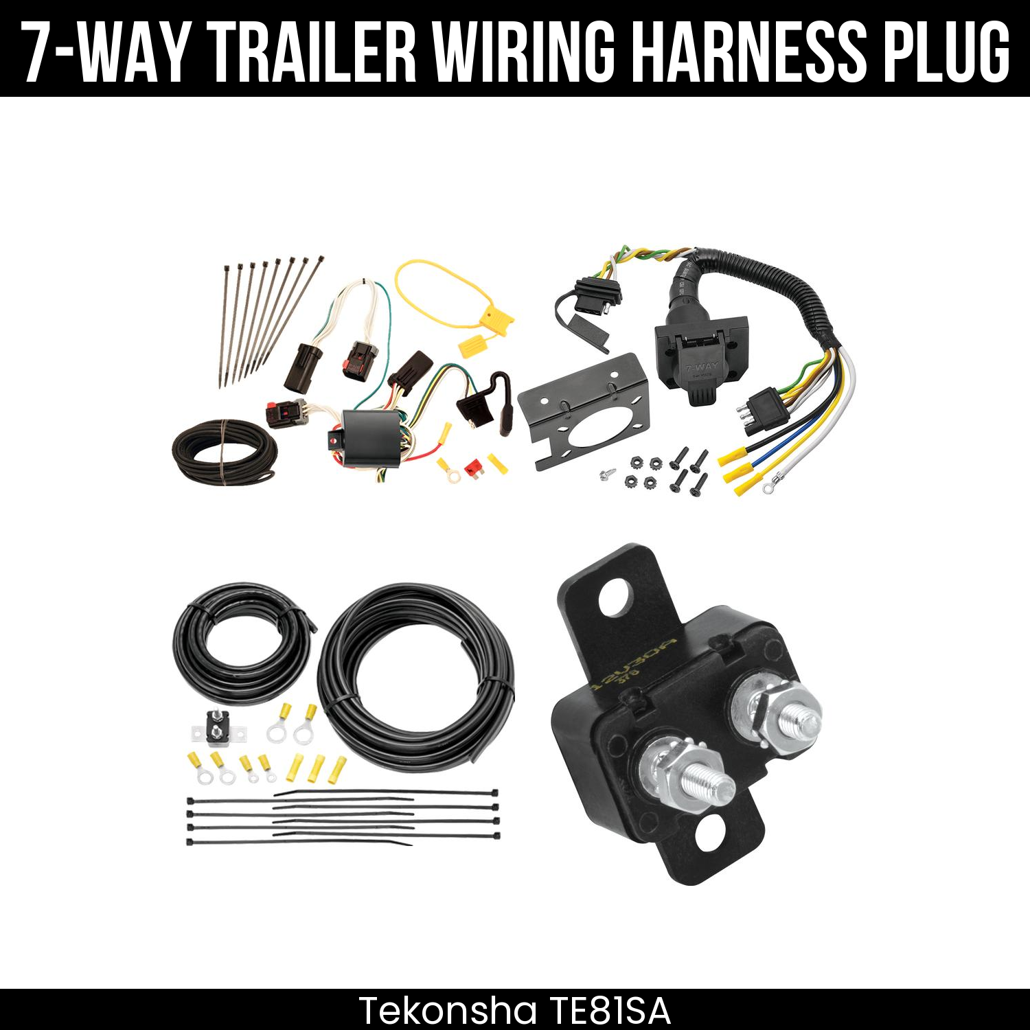 Trailer Wiring 7-Way Plug w/ Bracket