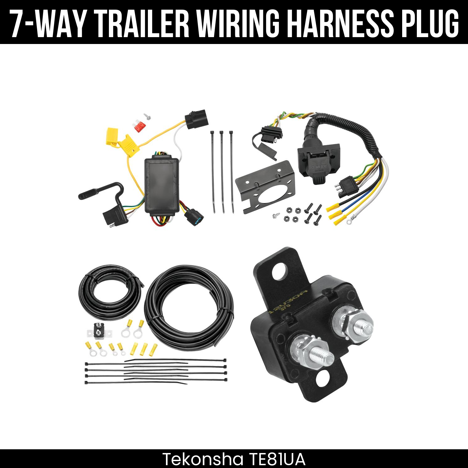 Trailer Wiring 7-Way Plug w/ Bracket
