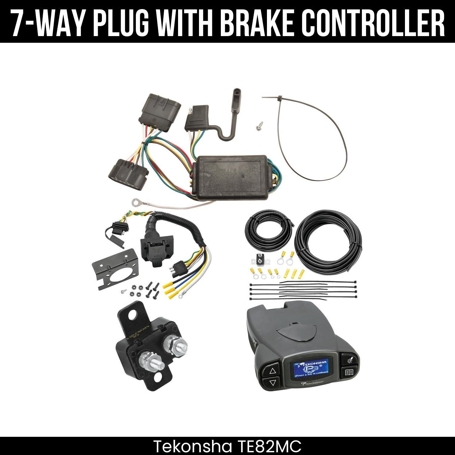 Trailer Wiring 7-Way Plug w/ Bracket , Tekonsha Prodigy P3 Brake Control