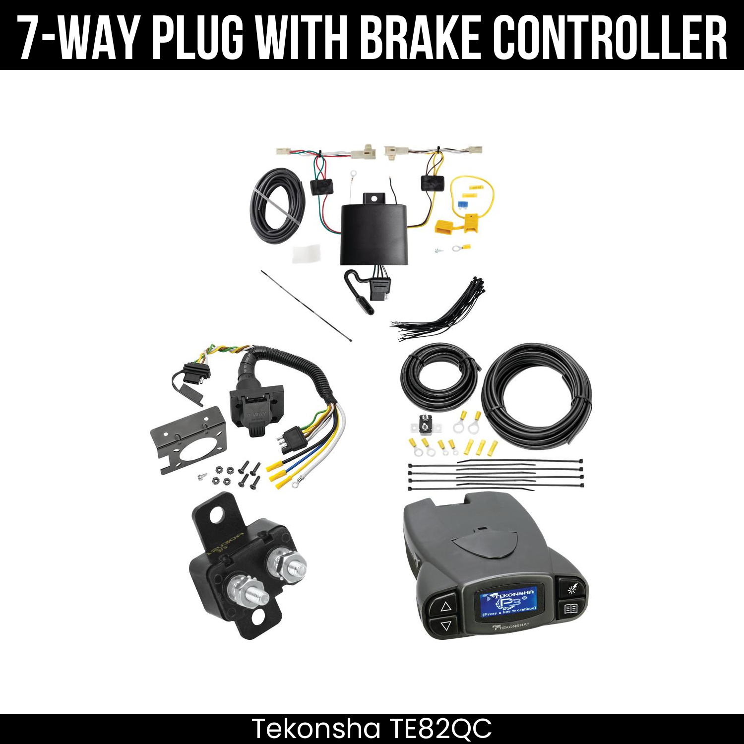 Trailer Wiring 7-Way Plug w/ Bracket , Tekonsha Prodigy P3 Brake Control