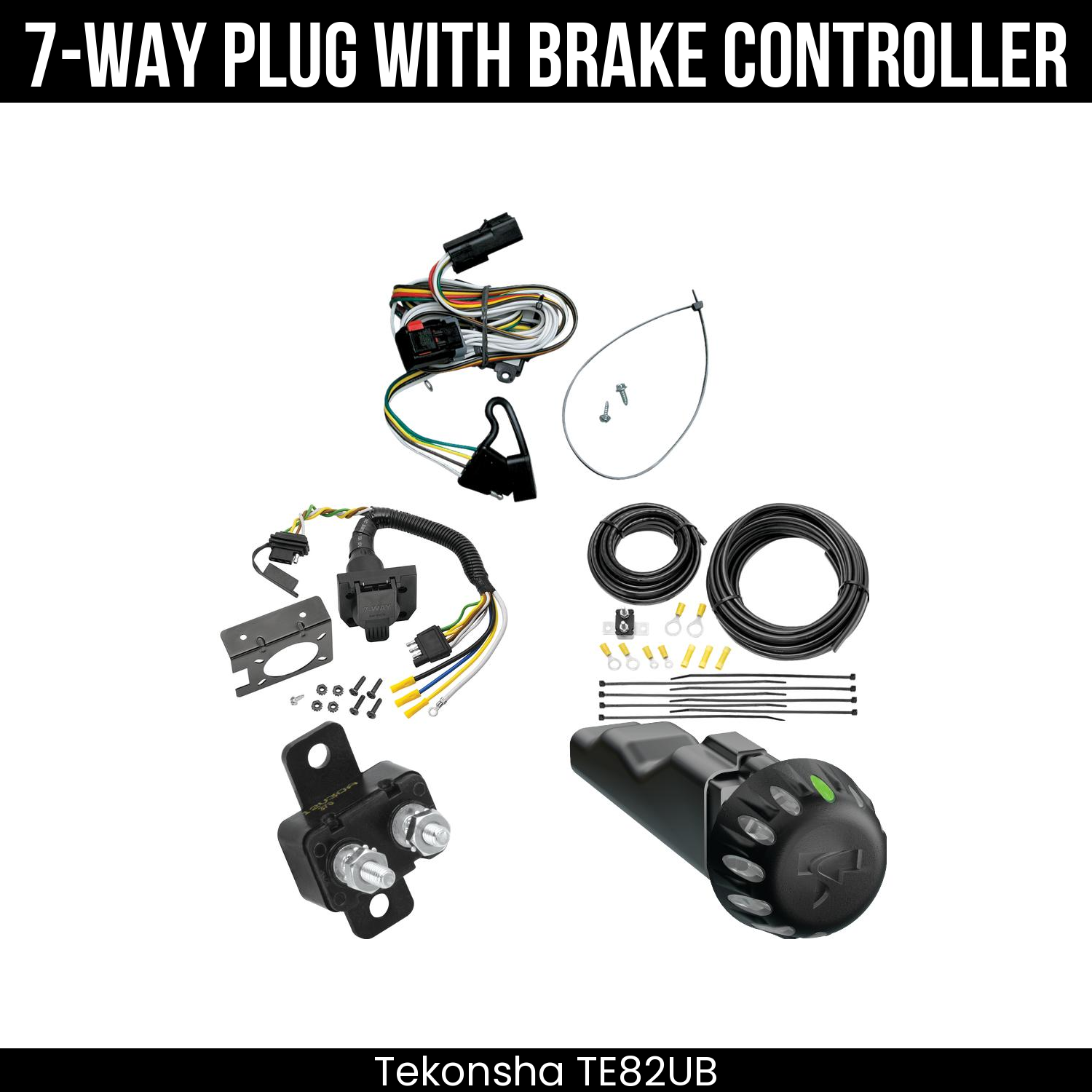 Trailer Wiring 7-Way Plug w/ Bracket , Tekonsha Voyager iD Smart Brake Control