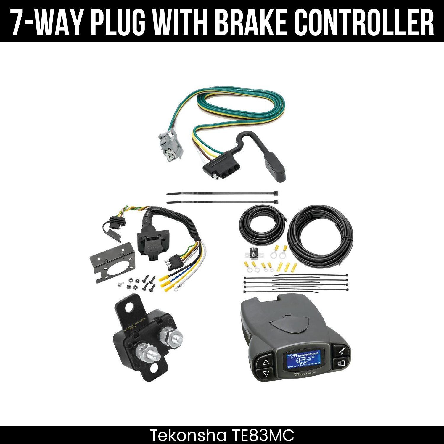 Trailer Wiring 7-Way Plug w/ Bracket , Tekonsha Prodigy P3 Brake Control