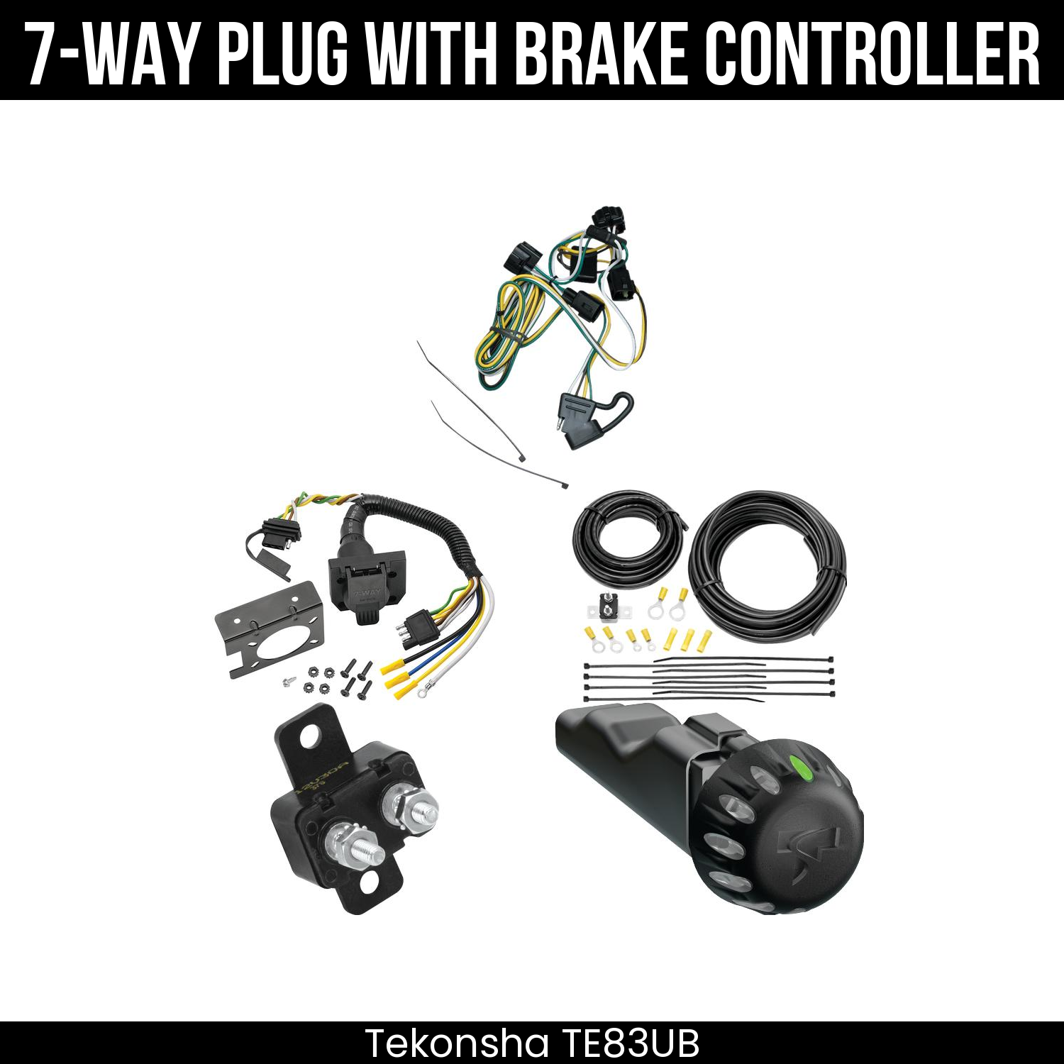 Trailer Wiring 7-Way Plug w/ Bracket , Tekonsha Voyager iD Smart Brake Control