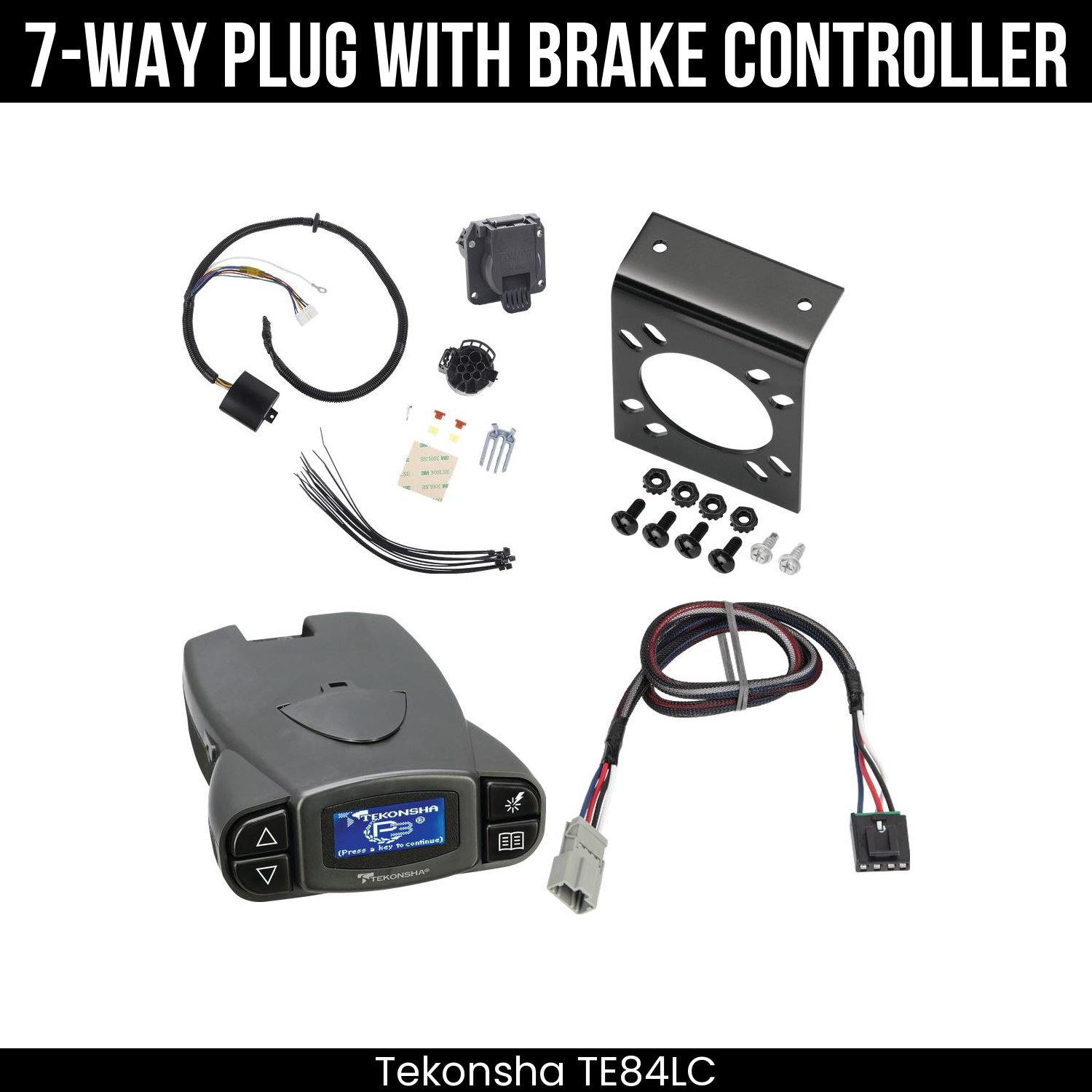 Trailer Wiring 7-Way Plug w/ Bracket , Tekonsha Prodigy P3 Brake Control