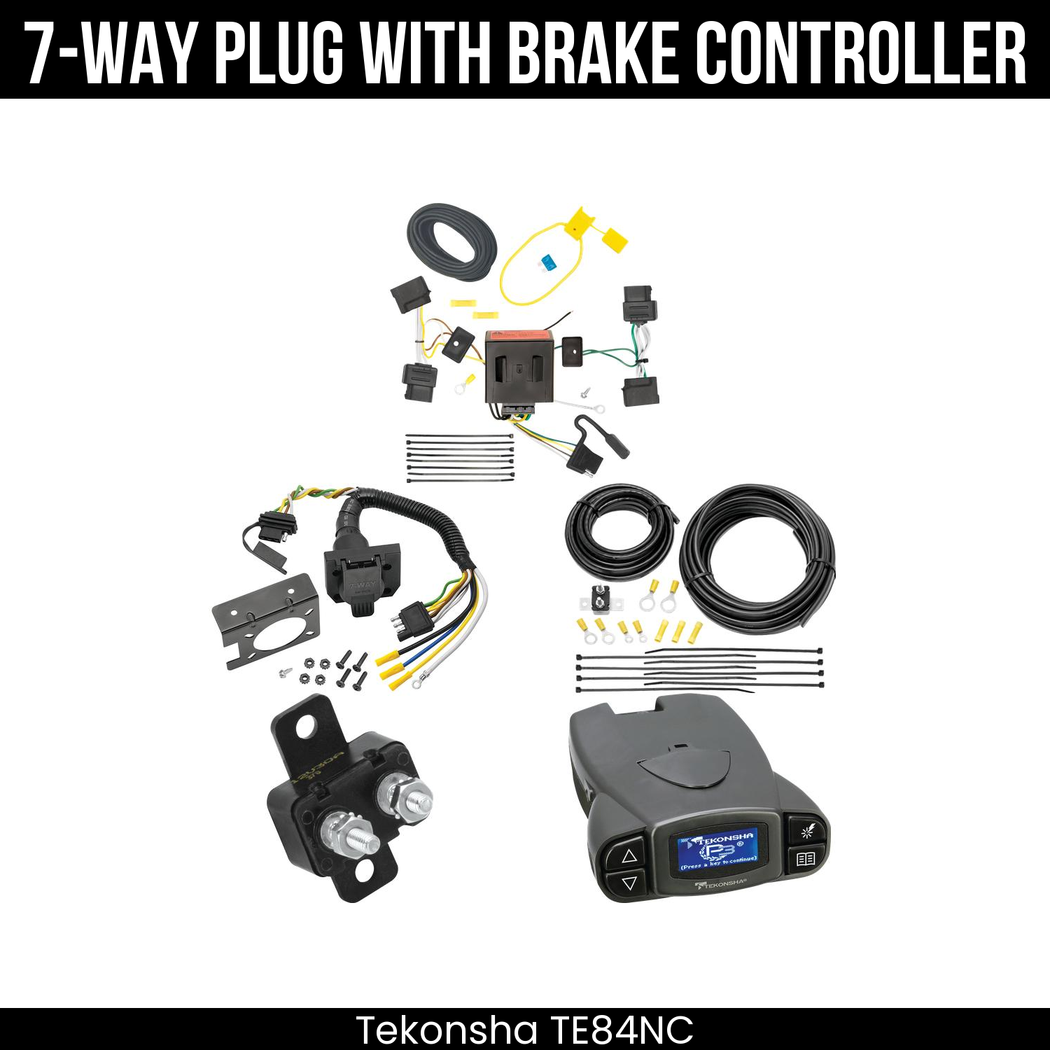 Trailer Wiring 7-Way Plug w/ Bracket , Tekonsha Prodigy P3 Brake Control