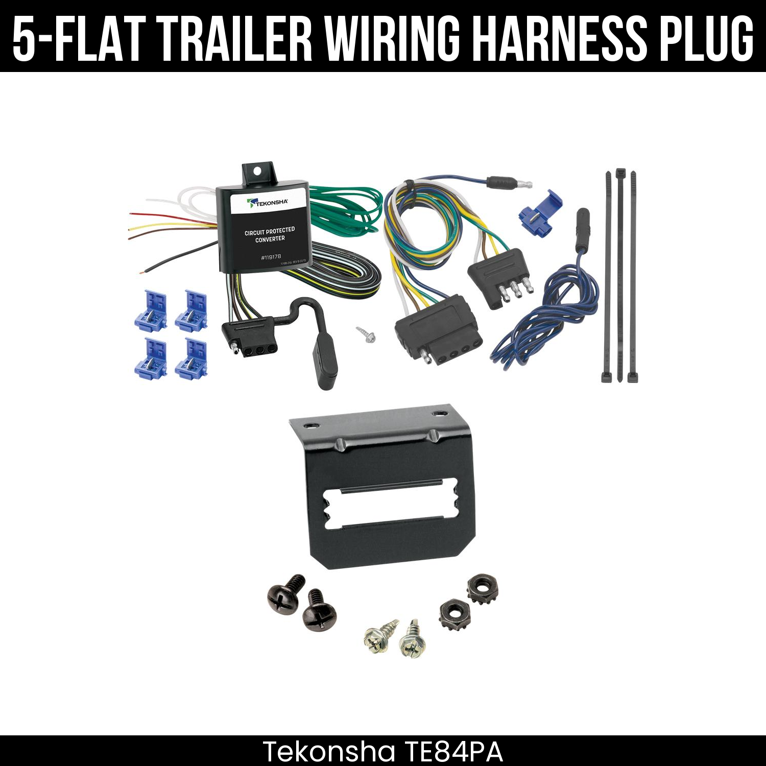 Trailer Wiring 5-Flat Plug w/ Bracket
