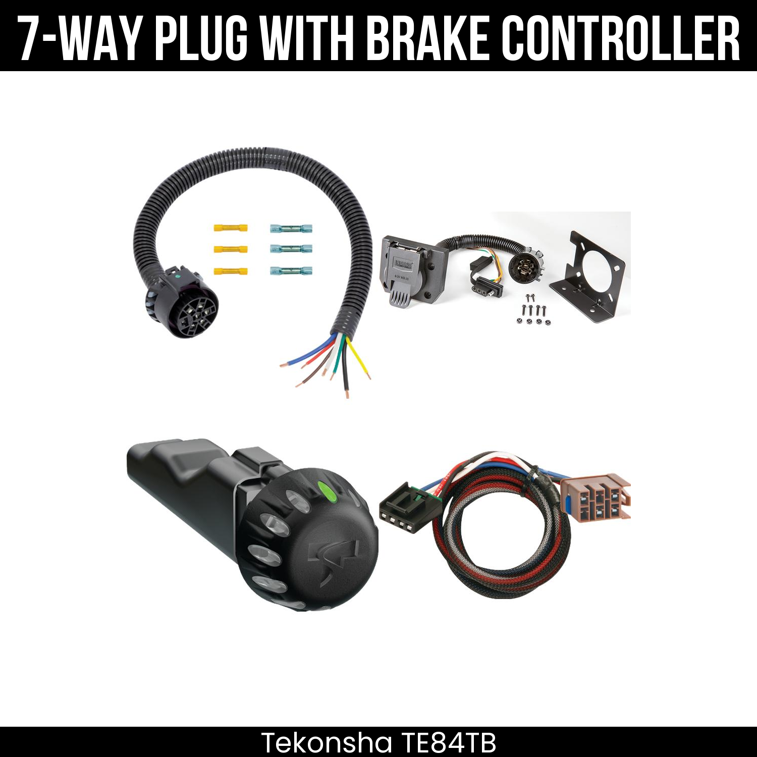 Trailer Wiring 7-Way Plug w/ Bracket , Tekonsha Voyager iD Smart Brake Control