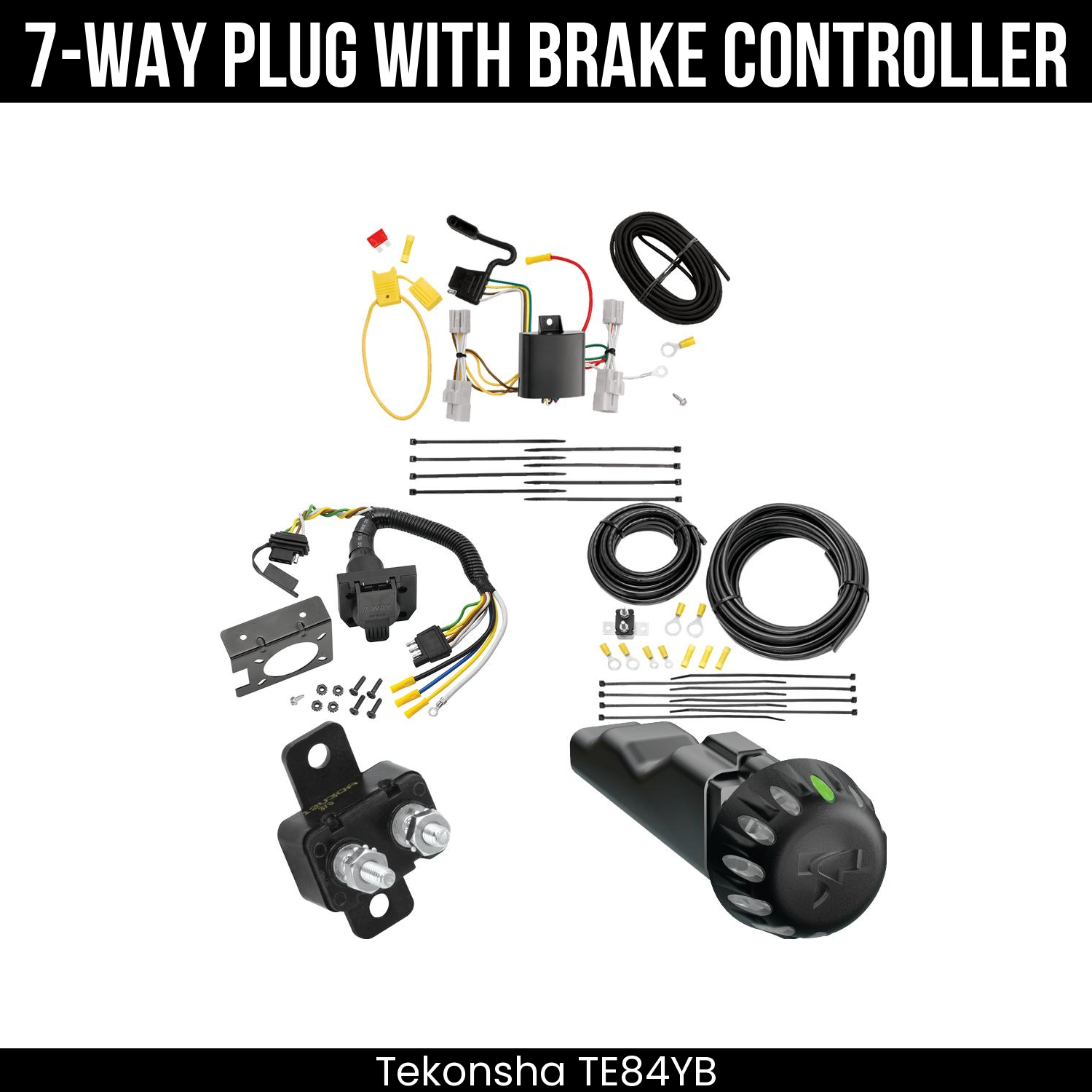 Trailer Wiring 7-Way Plug w/ Bracket , Tekonsha Voyager iD Smart Brake Control