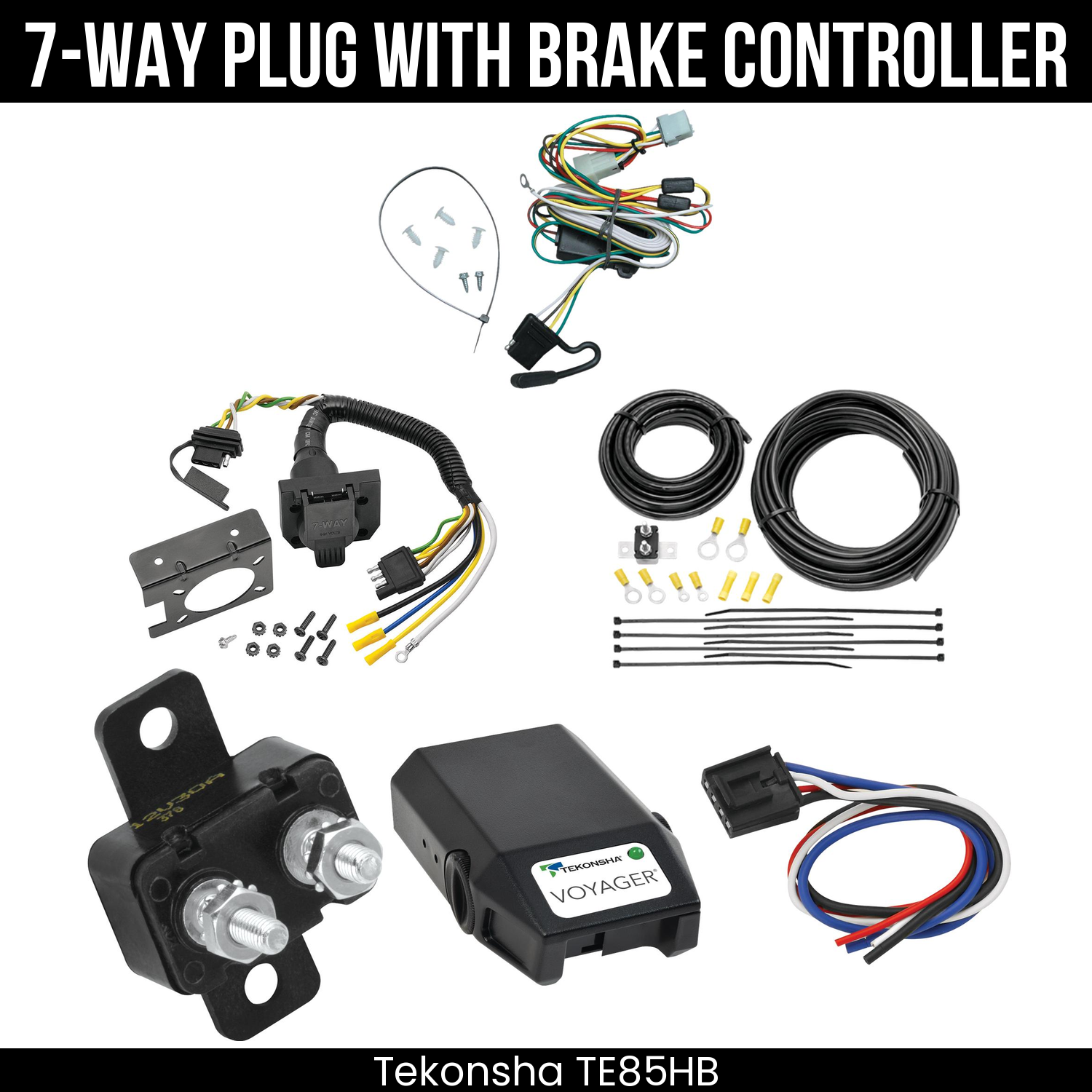 Trailer Wiring 7-Way Plug w/ Bracket , Tekonsha Voyager Brake Control