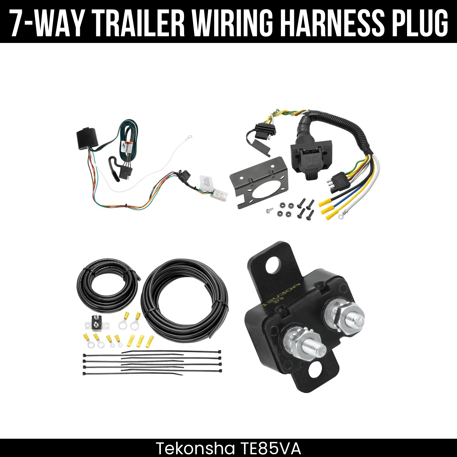 Trailer Wiring 7-Way Plug w/ Bracket