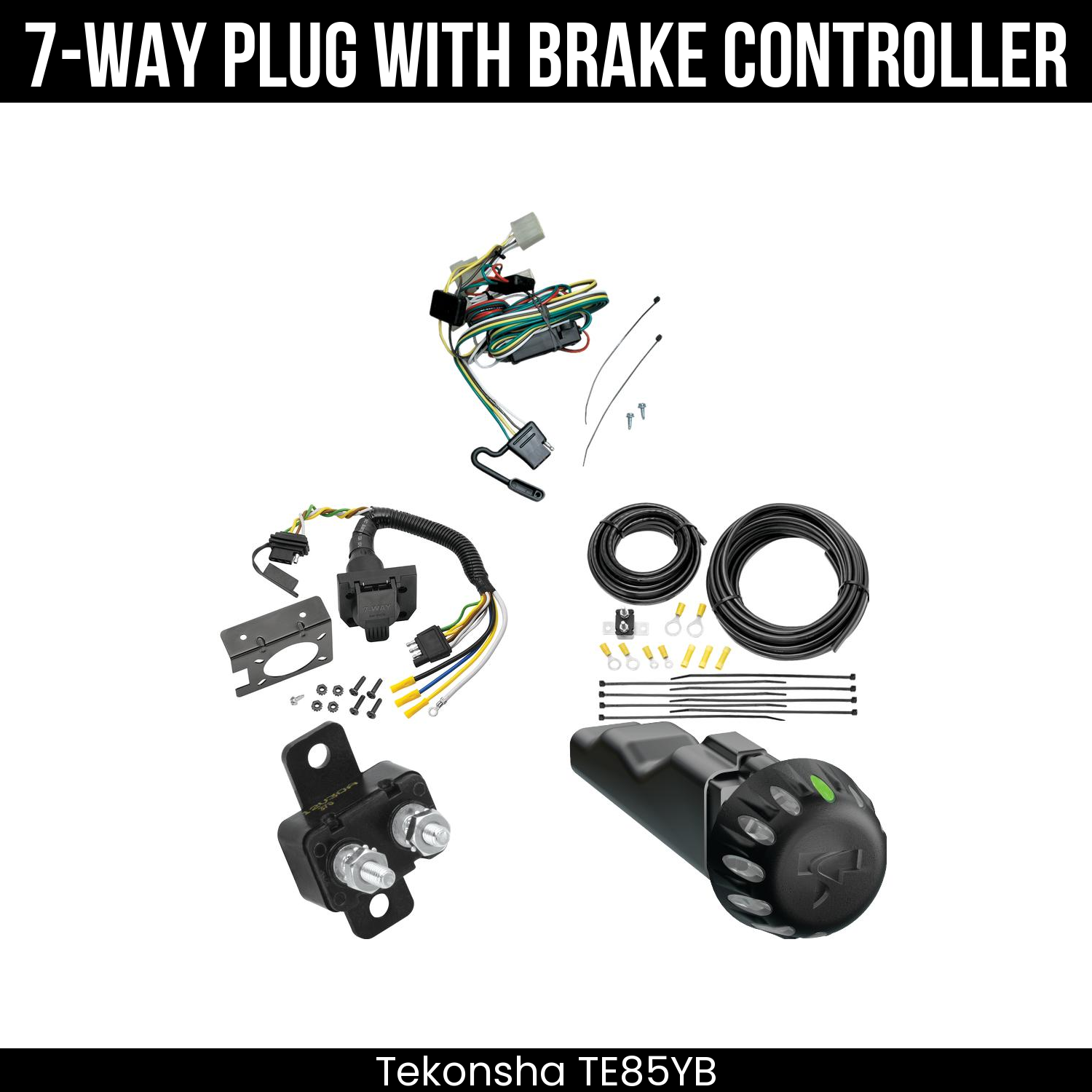 Trailer Wiring 7-Way Plug w/ Bracket , Tekonsha Voyager iD Smart Brake Control