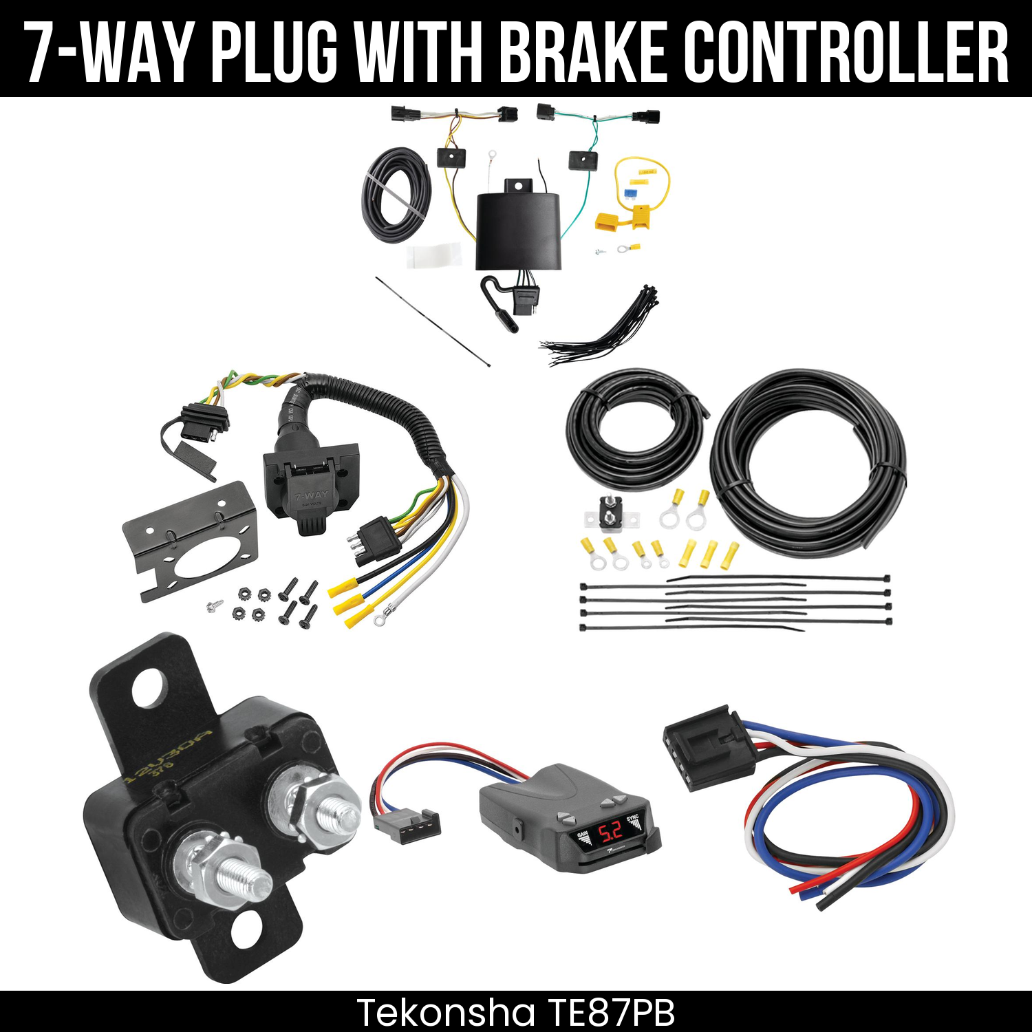 Trailer Wiring 7-Way Plug w/ Bracket , Tekonsha Brakeman IV Brake Control