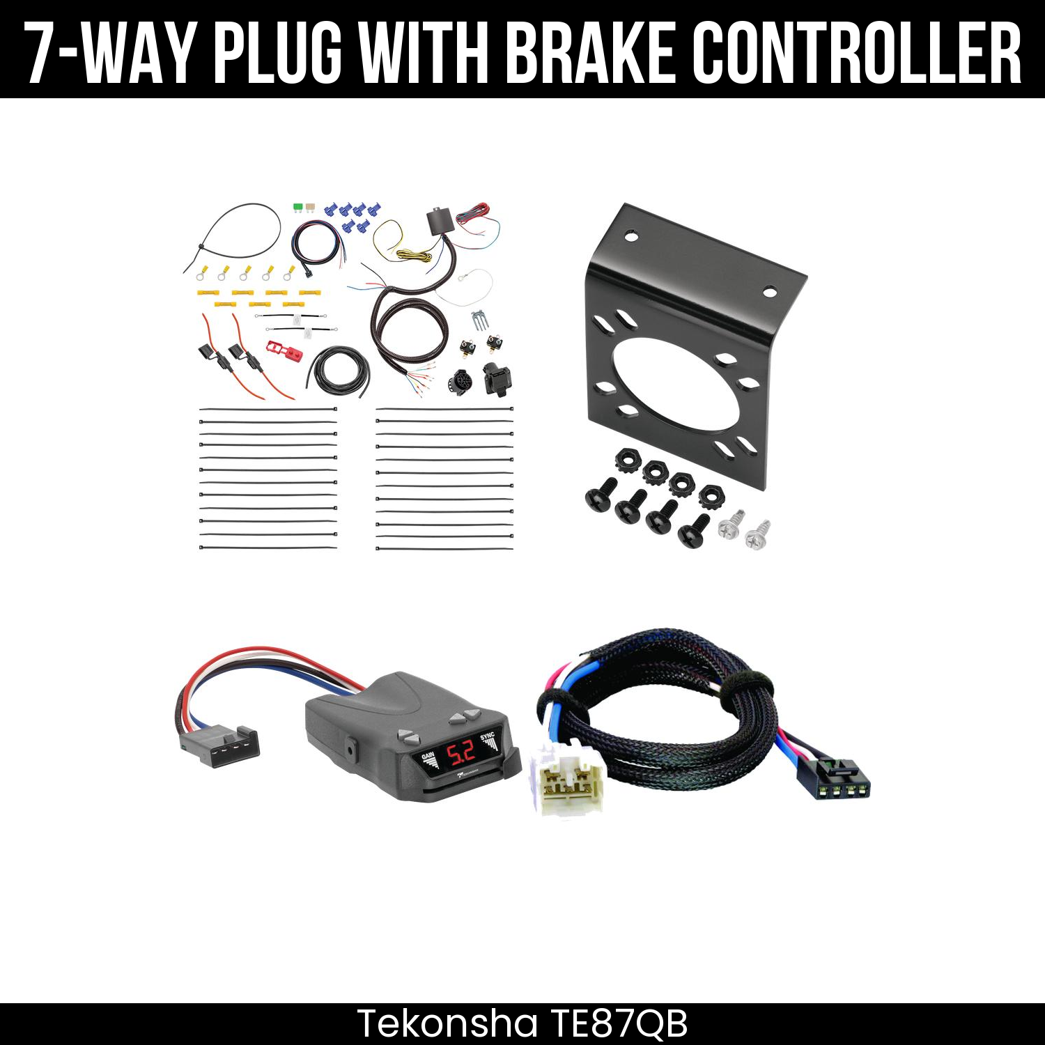Trailer Wiring 7-Way Plug w/ Bracket , Tekonsha Brakeman IV Brake Control