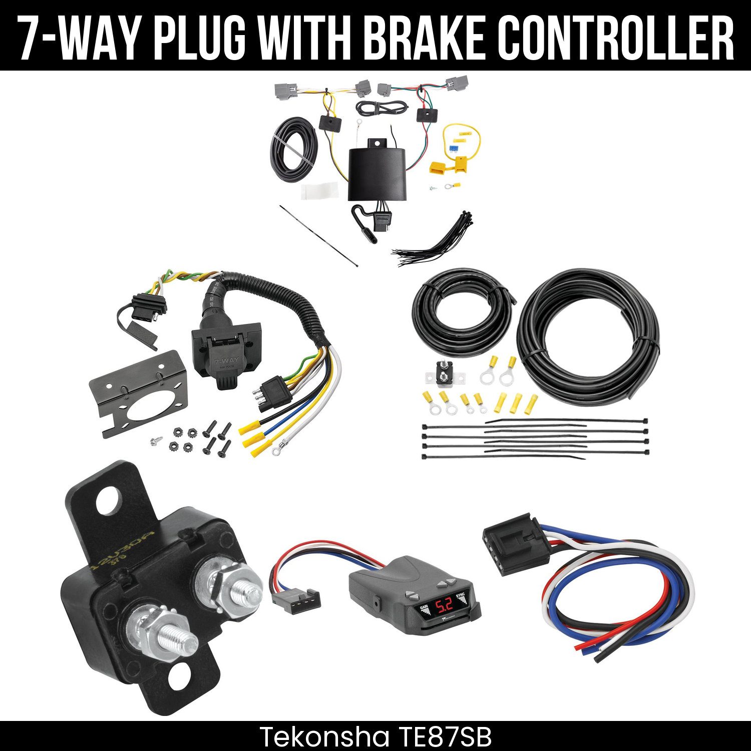 Trailer Wiring 7-Way Plug w/ Bracket , Tekonsha Brakeman IV Brake Control