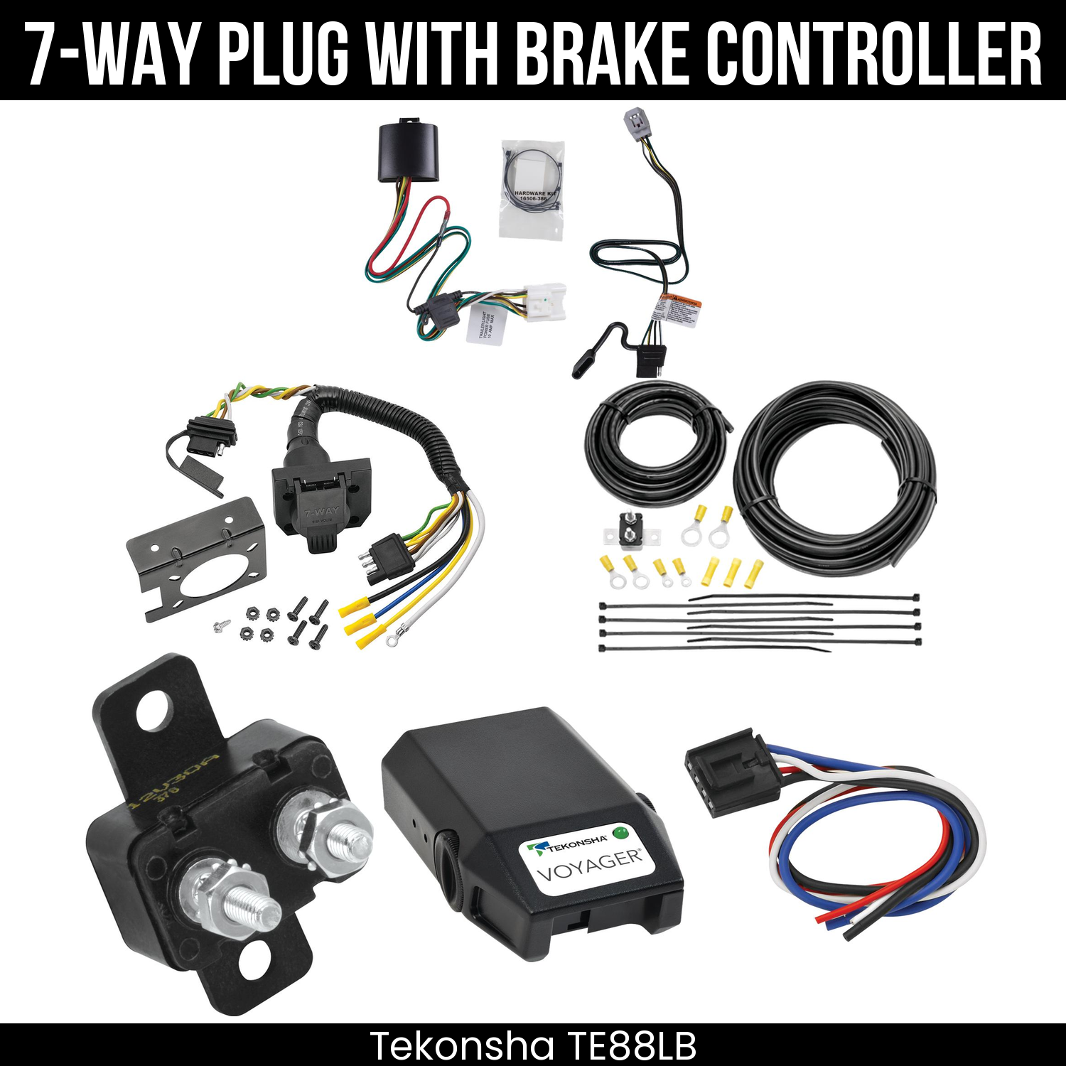 Trailer Wiring 7-Way Plug w/ Bracket , Tekonsha Voyager Brake Control