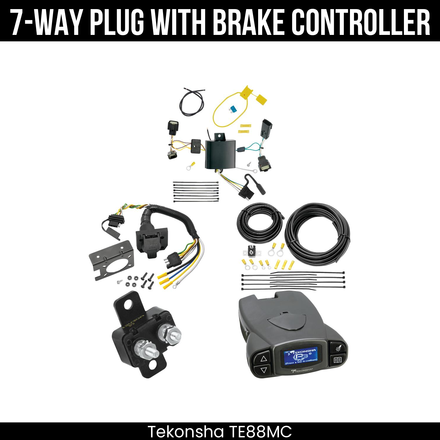 Trailer Wiring 7-Way Plug w/ Bracket , Tekonsha Prodigy P3 Brake Control