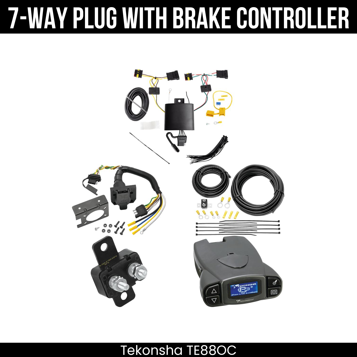 Trailer Wiring 7-Way Plug w/ Bracket , Tekonsha Prodigy P3 Brake Control