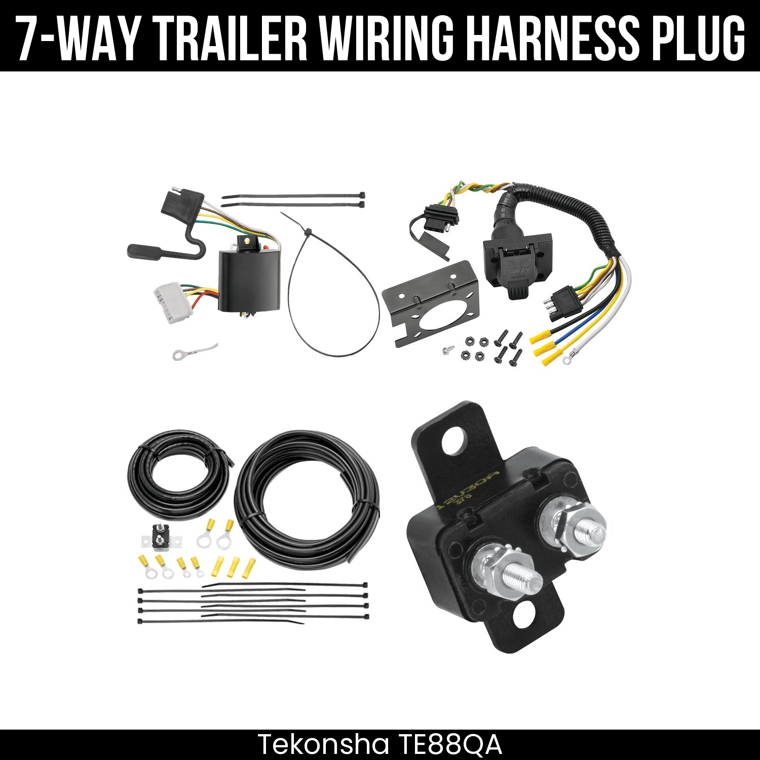 Trailer Wiring 7-Way Plug w/ Bracket