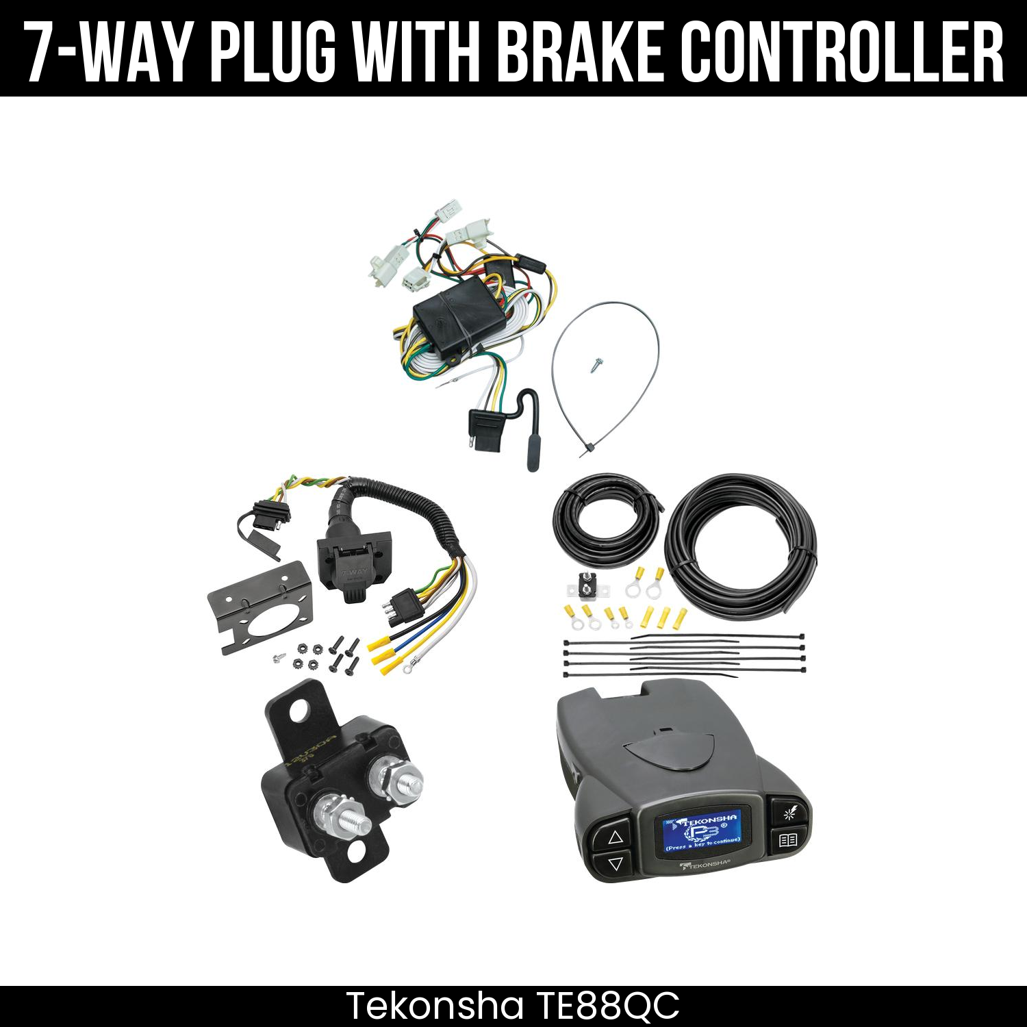Trailer Wiring 7-Way Plug w/ Bracket , Tekonsha Prodigy P3 Brake Control