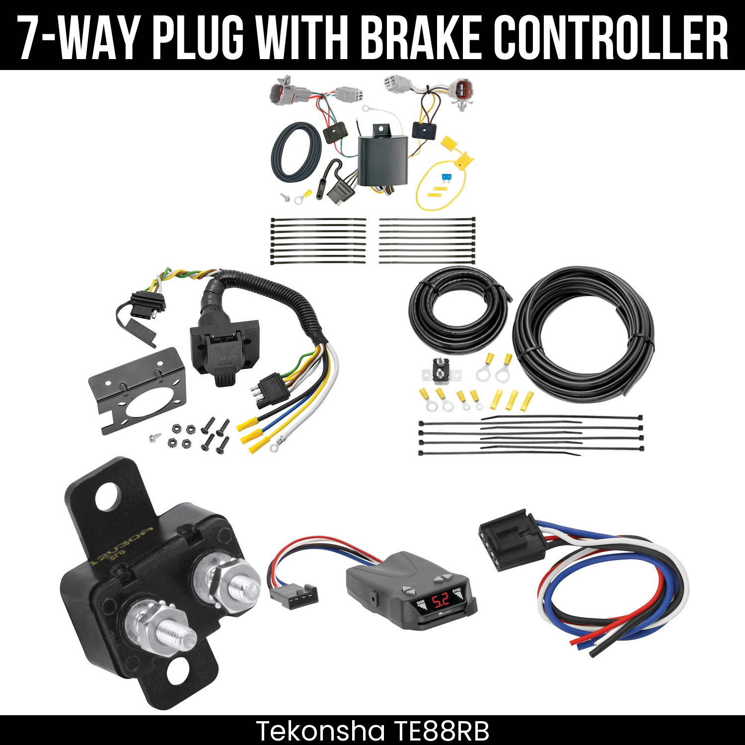 Trailer Wiring 7-Way Plug w/ Bracket , Tekonsha Brakeman IV Brake Control