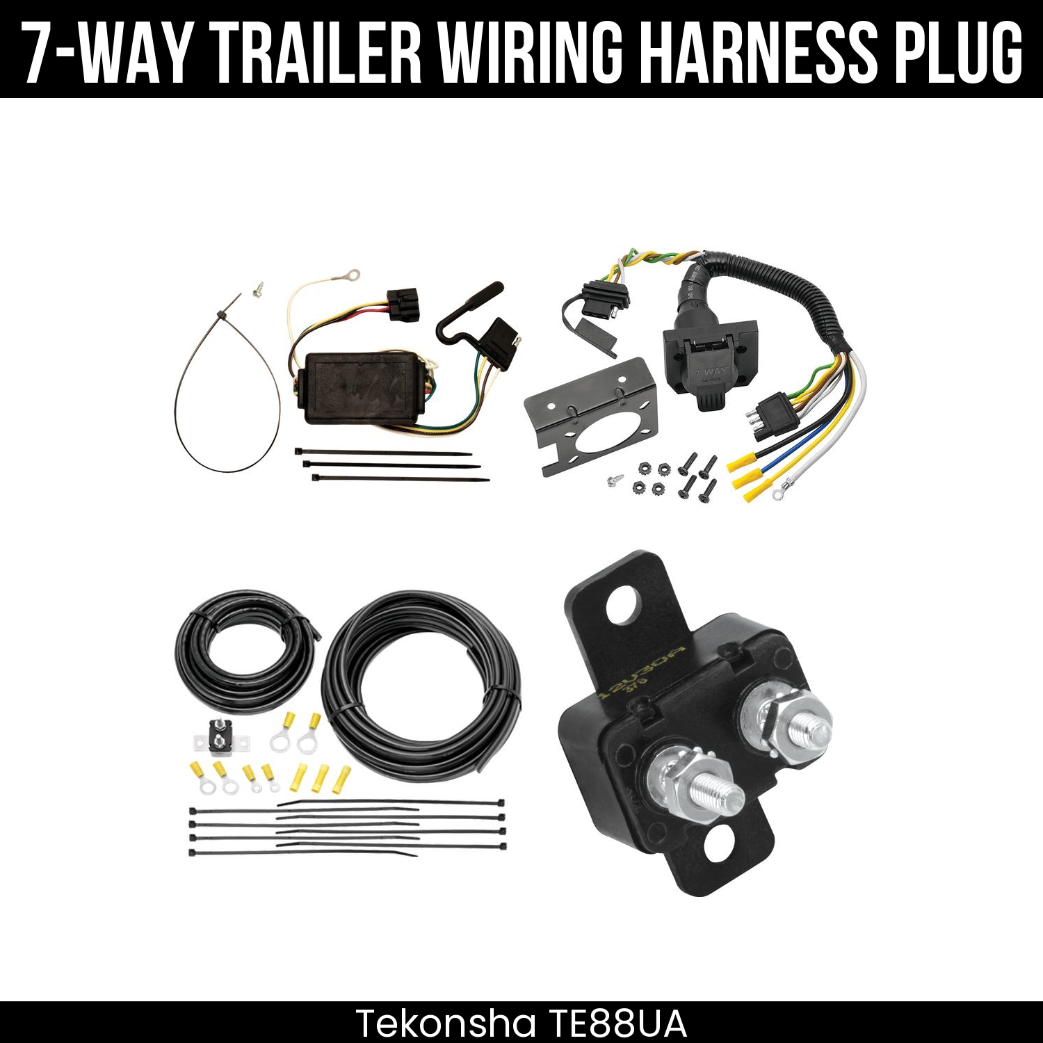 Trailer Wiring 7-Way Plug w/ Bracket