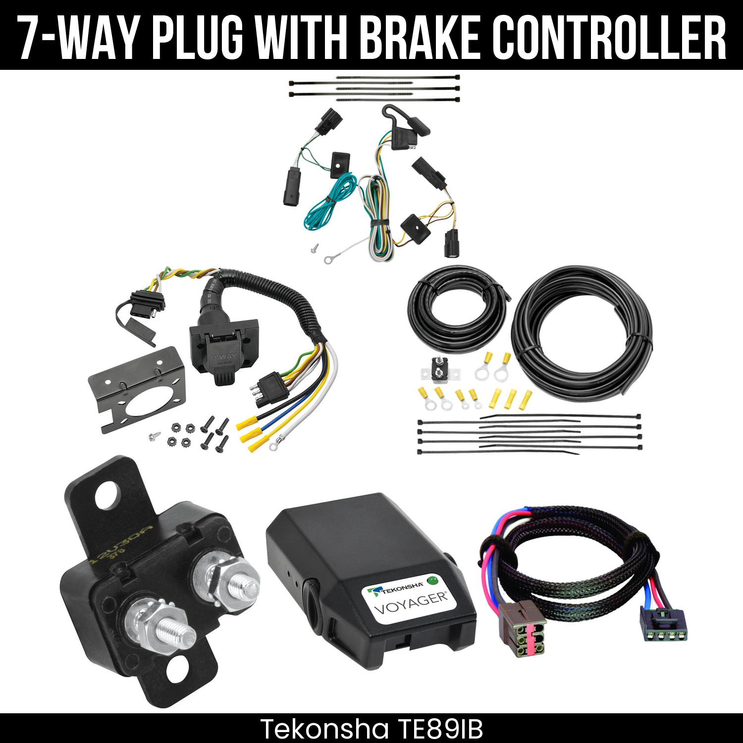 Trailer Wiring 7-Way Plug w/ Bracket , Tekonsha Voyager Brake Control